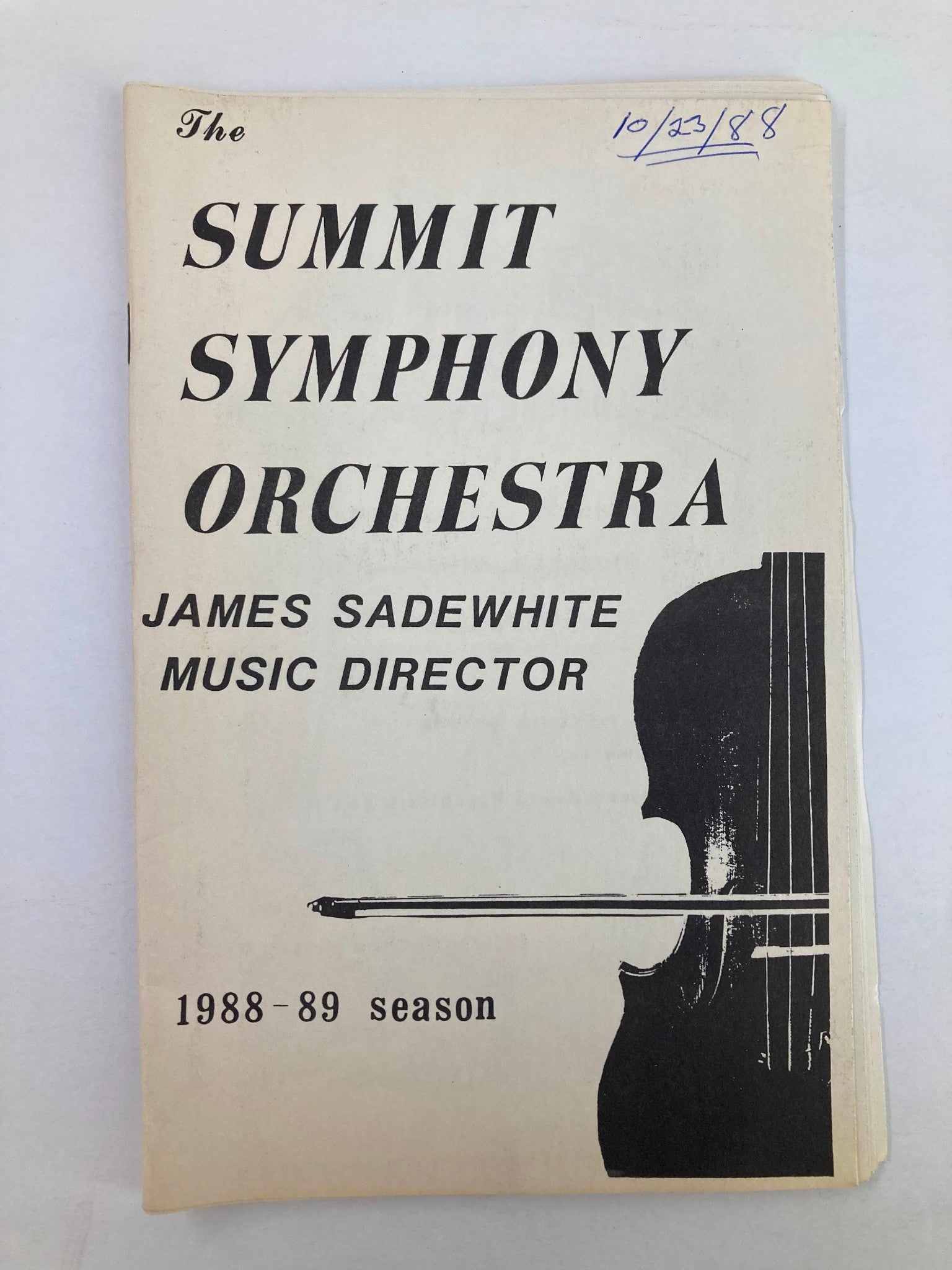 1988 Program Summit Symphony Orchestra by James Sadewhite