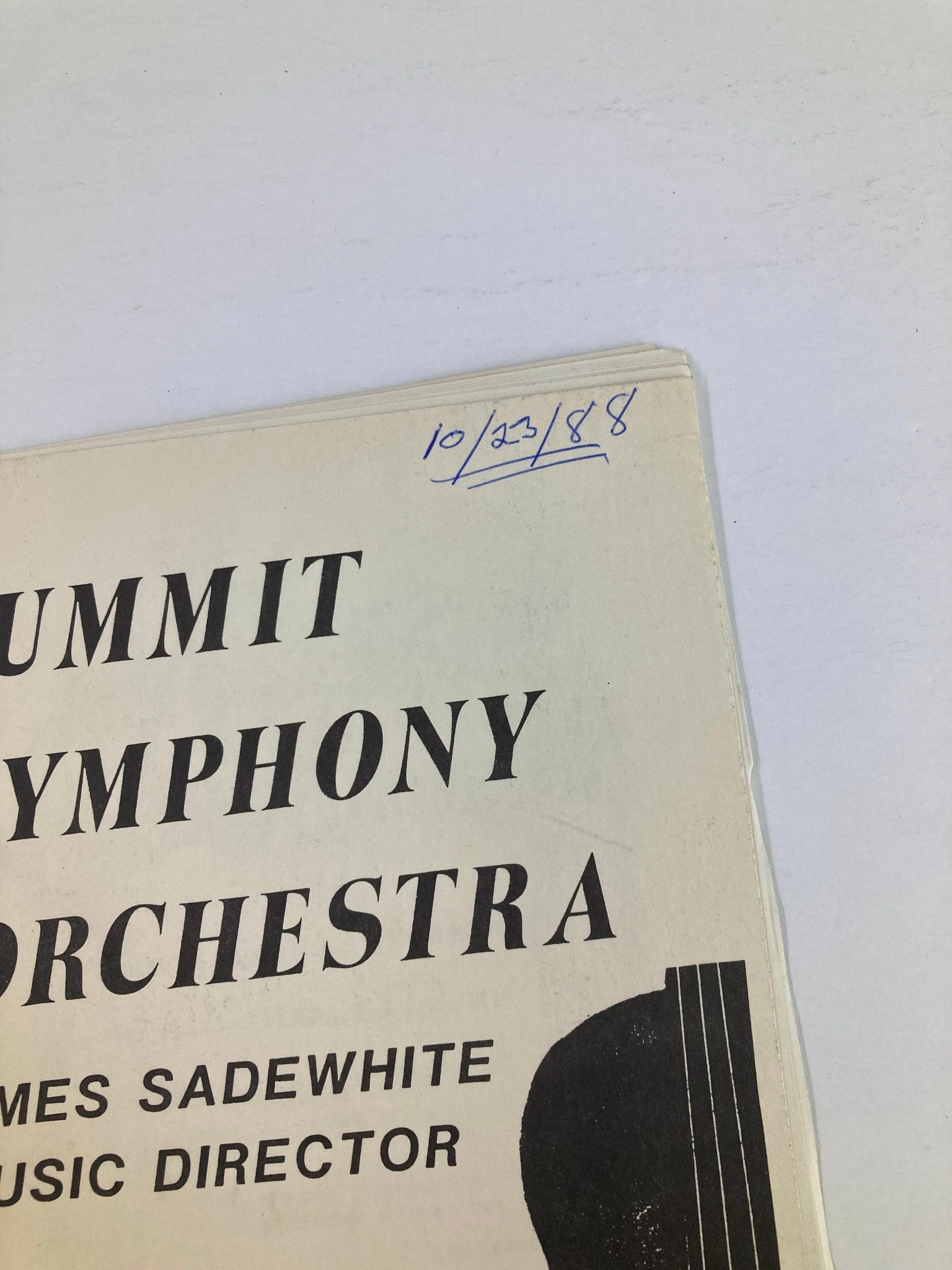 1988 Program Summit Symphony Orchestra by James Sadewhite