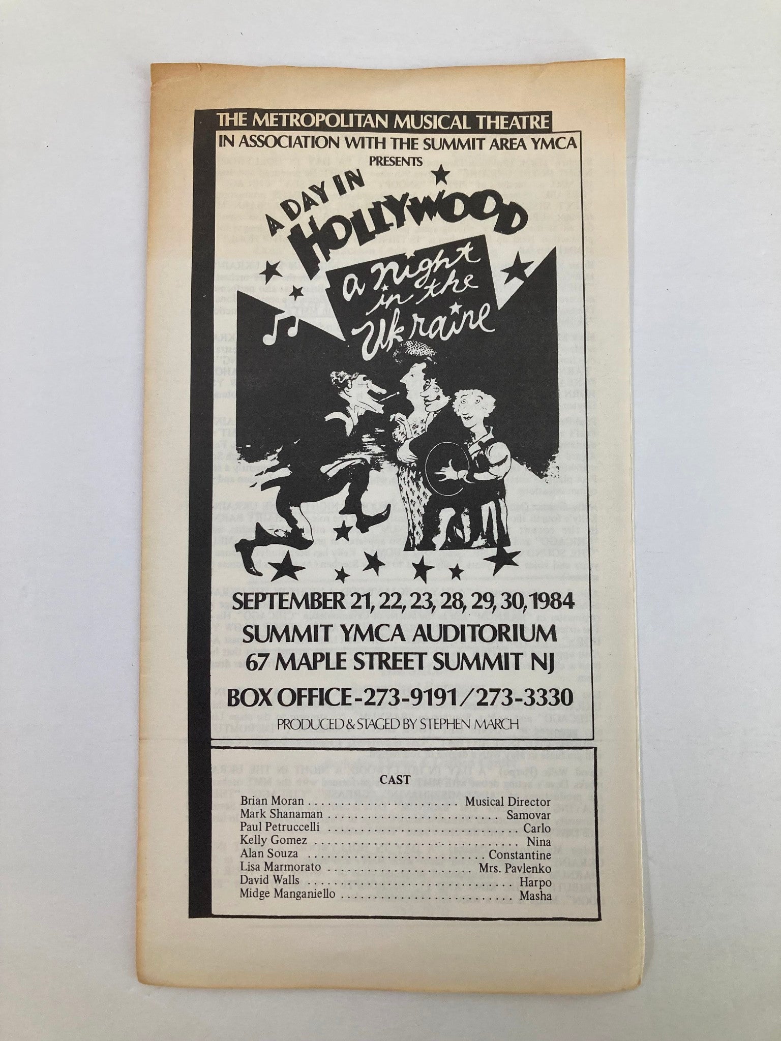 1984 Program The Metropolitan Musical Theatre Present A Day in Hollywood