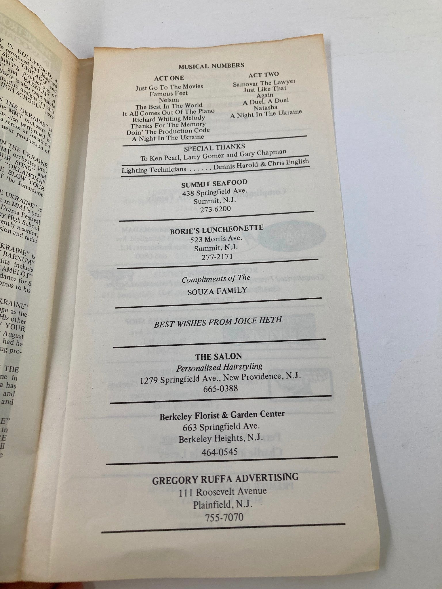 1984 Program The Metropolitan Musical Theatre Present A Day in Hollywood