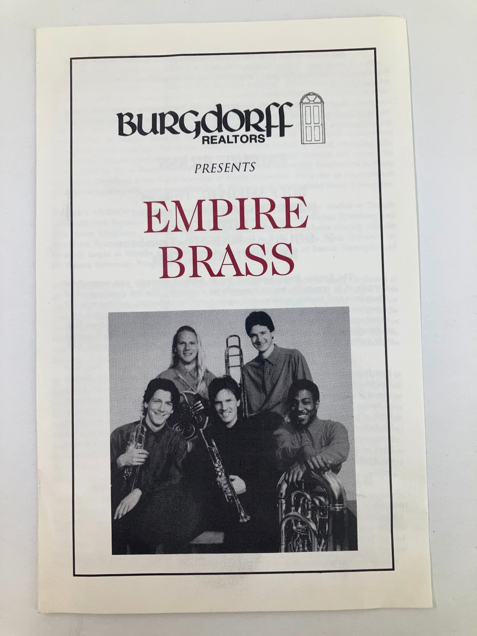 1991 Program Burgdorff Realtors Presents Rolf Smedvig in Empire Brass