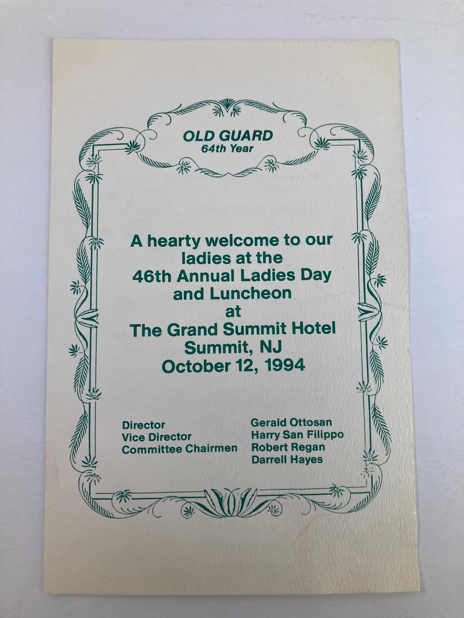 1994 Program Grand Summit Hotel Present Old Guard 64th Year