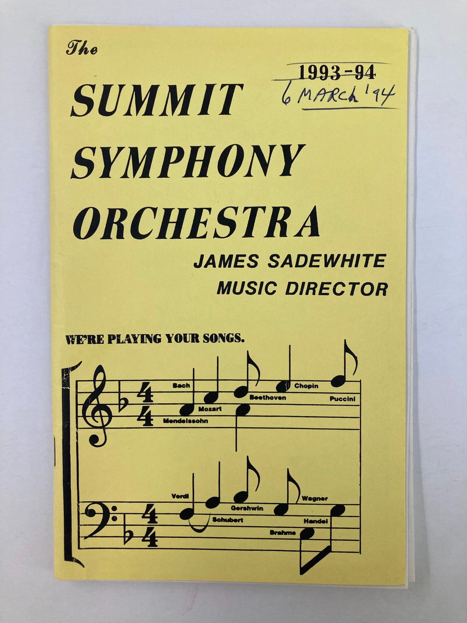 1994 Program Summit Symphony Orchestra James Sadewhite Music Director