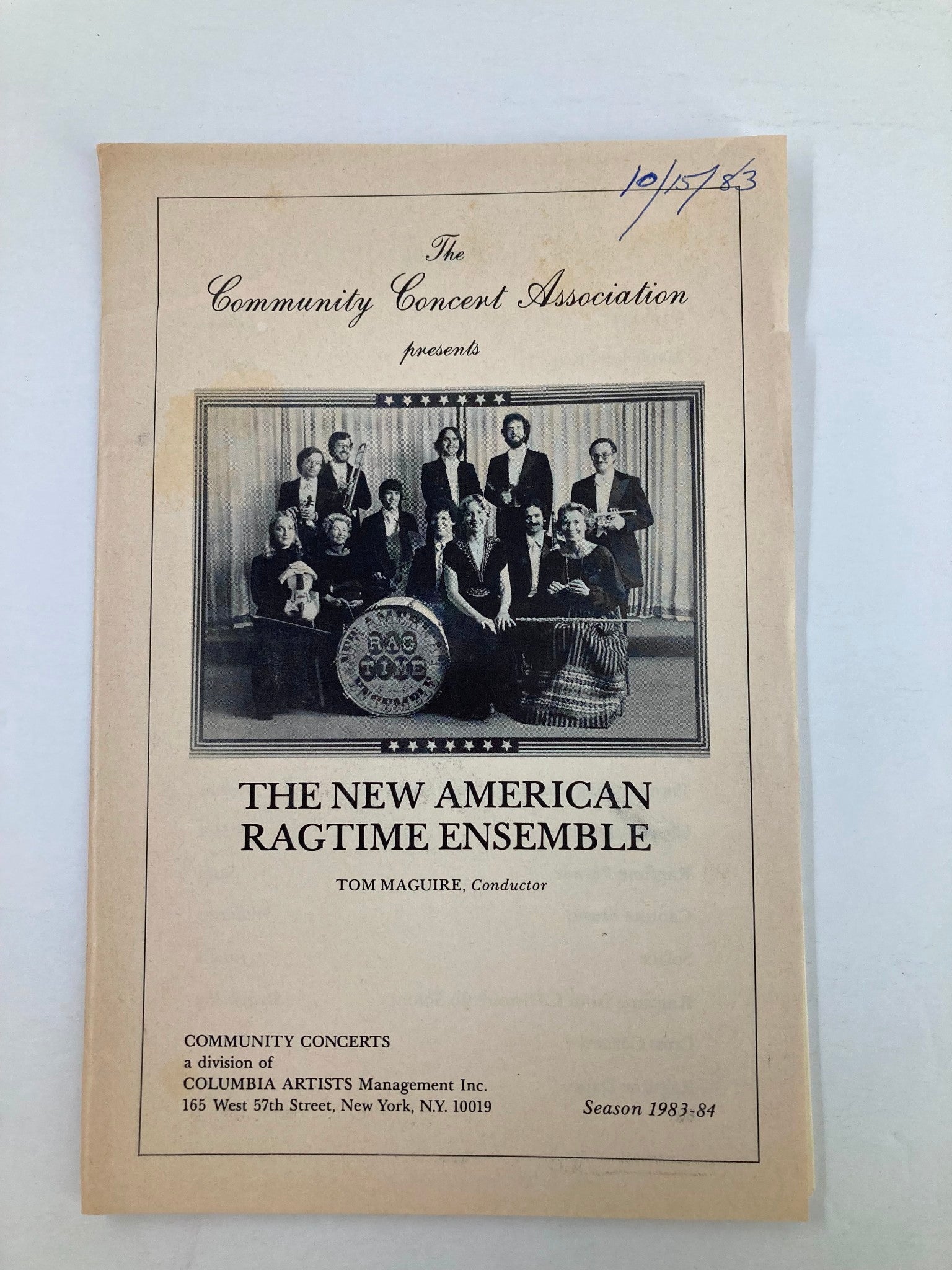 1983 Program Community Concert Association The New American Ragtime Ensemble