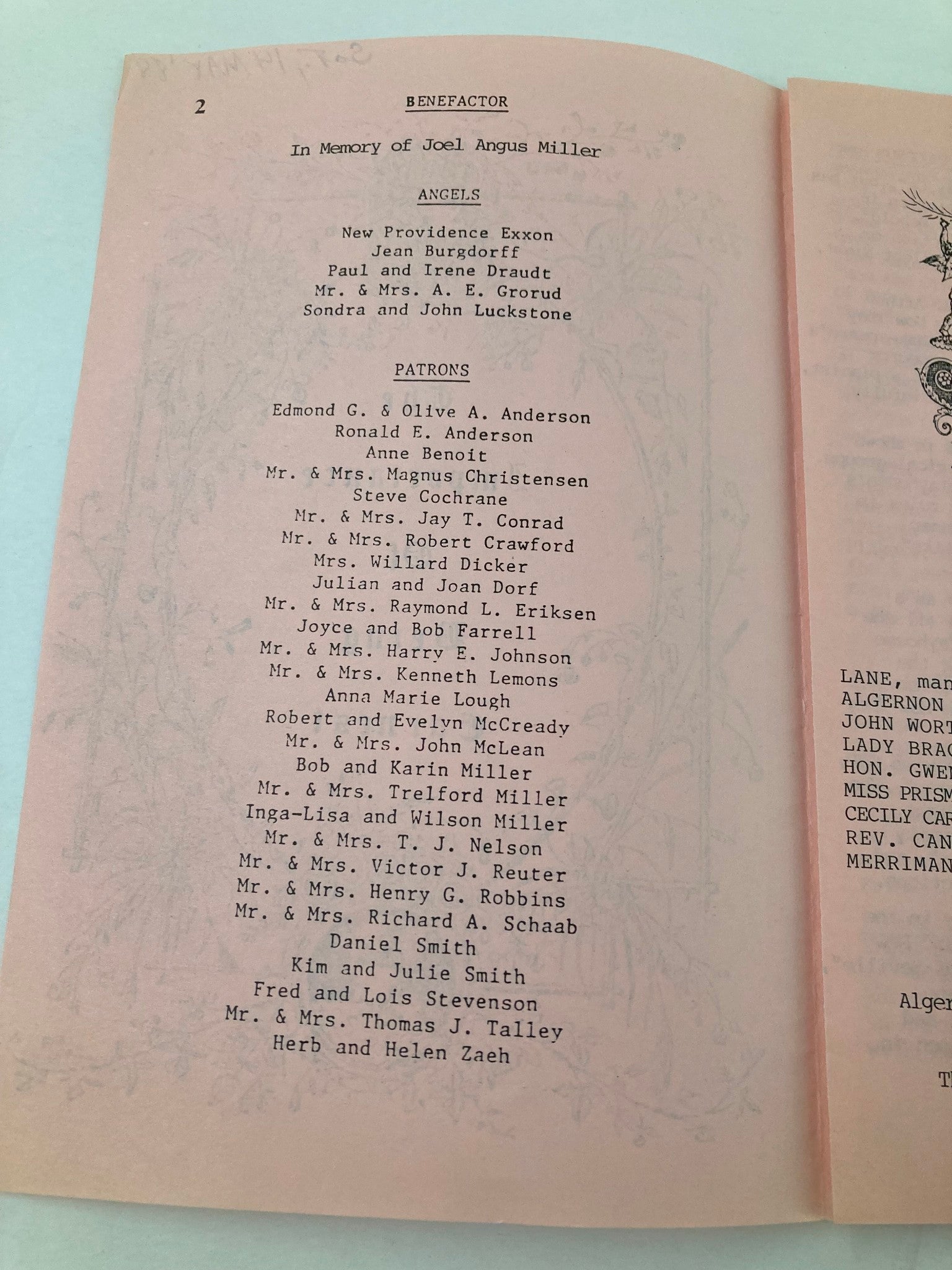 1988 Program Stony Hill Players The Importance of Being Earnest by Oscar Wilde