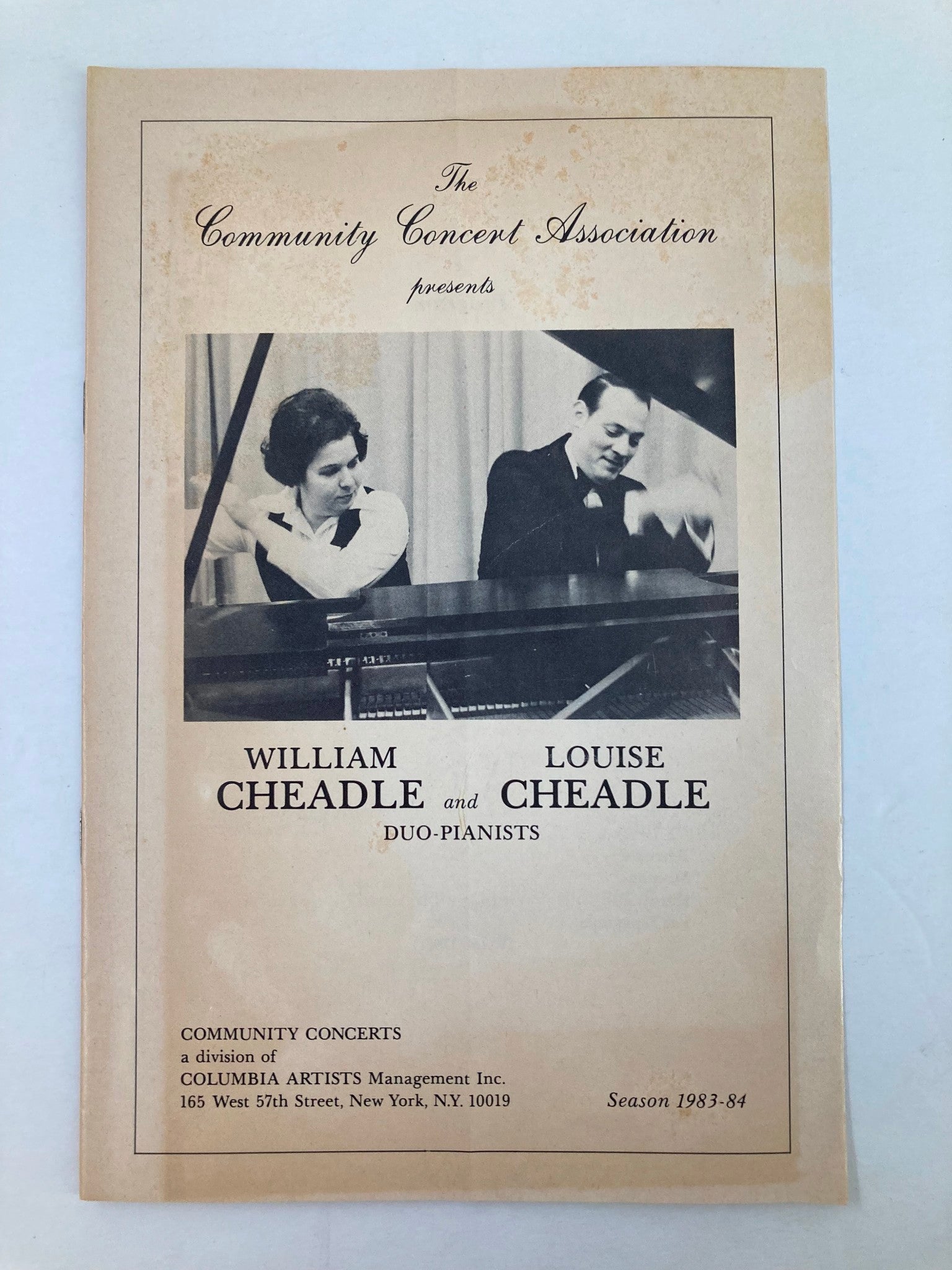 1983 Program Community Concert Association William Cheadle & Louise Cheadle