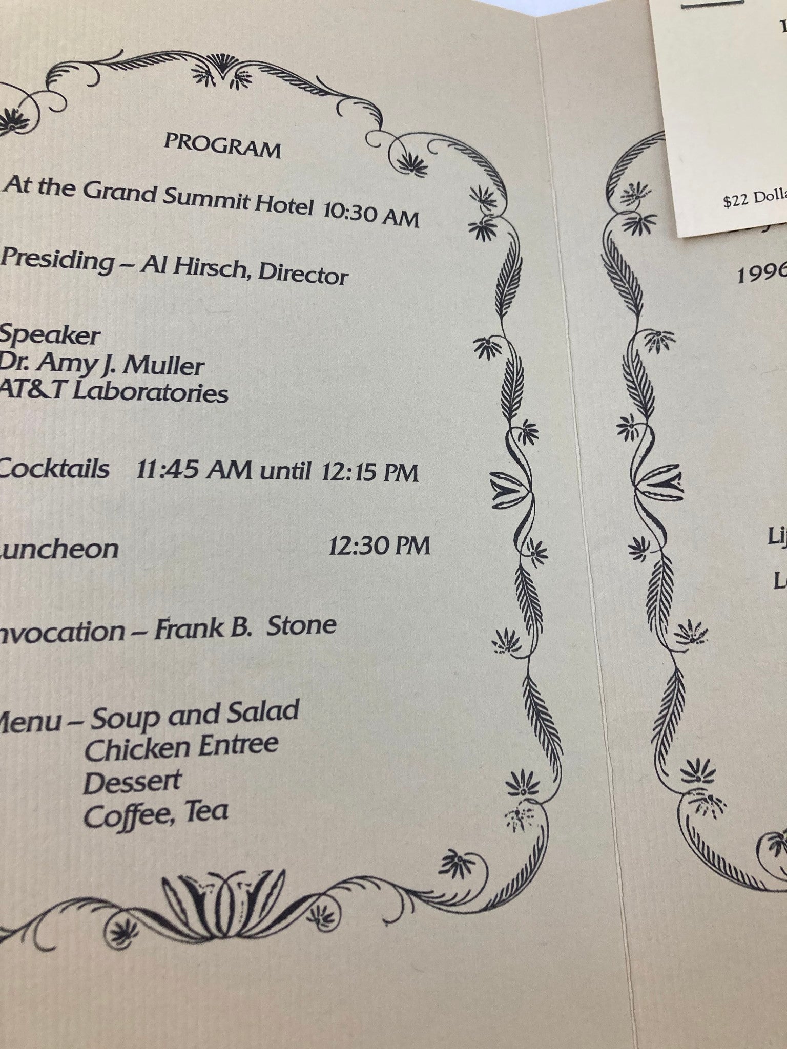 1996 Program The Grand Summit Hotel 48th Annual Ladies Day and Luncheon