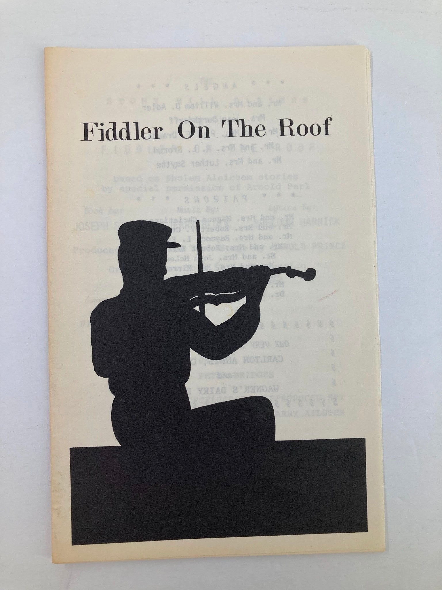 1984 Program Stony Hill Players Fiddler on the Roof by Joann Churchill