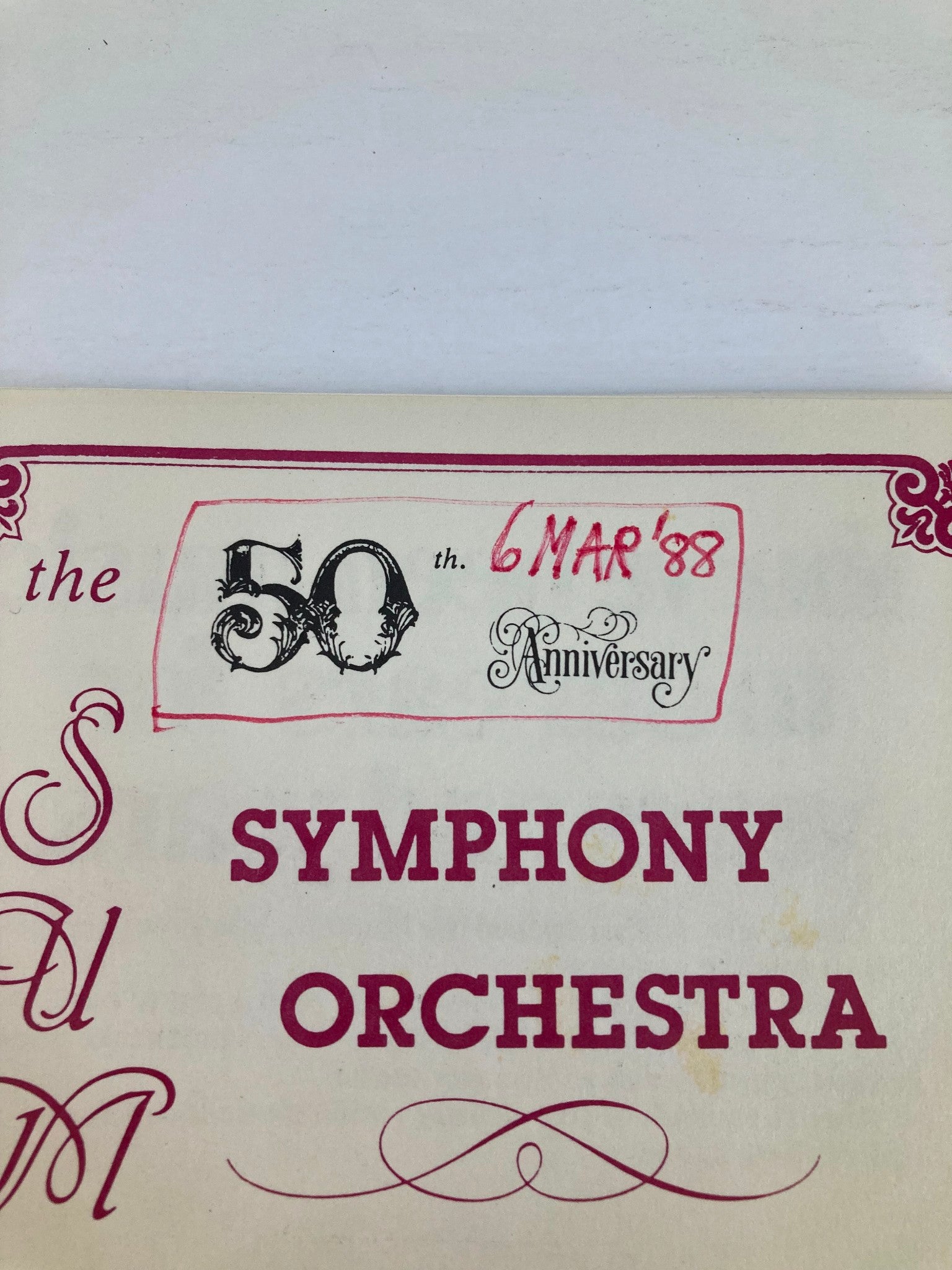 1988 Program The Summit Symphony Orchestra James Sadewhite The Conductor