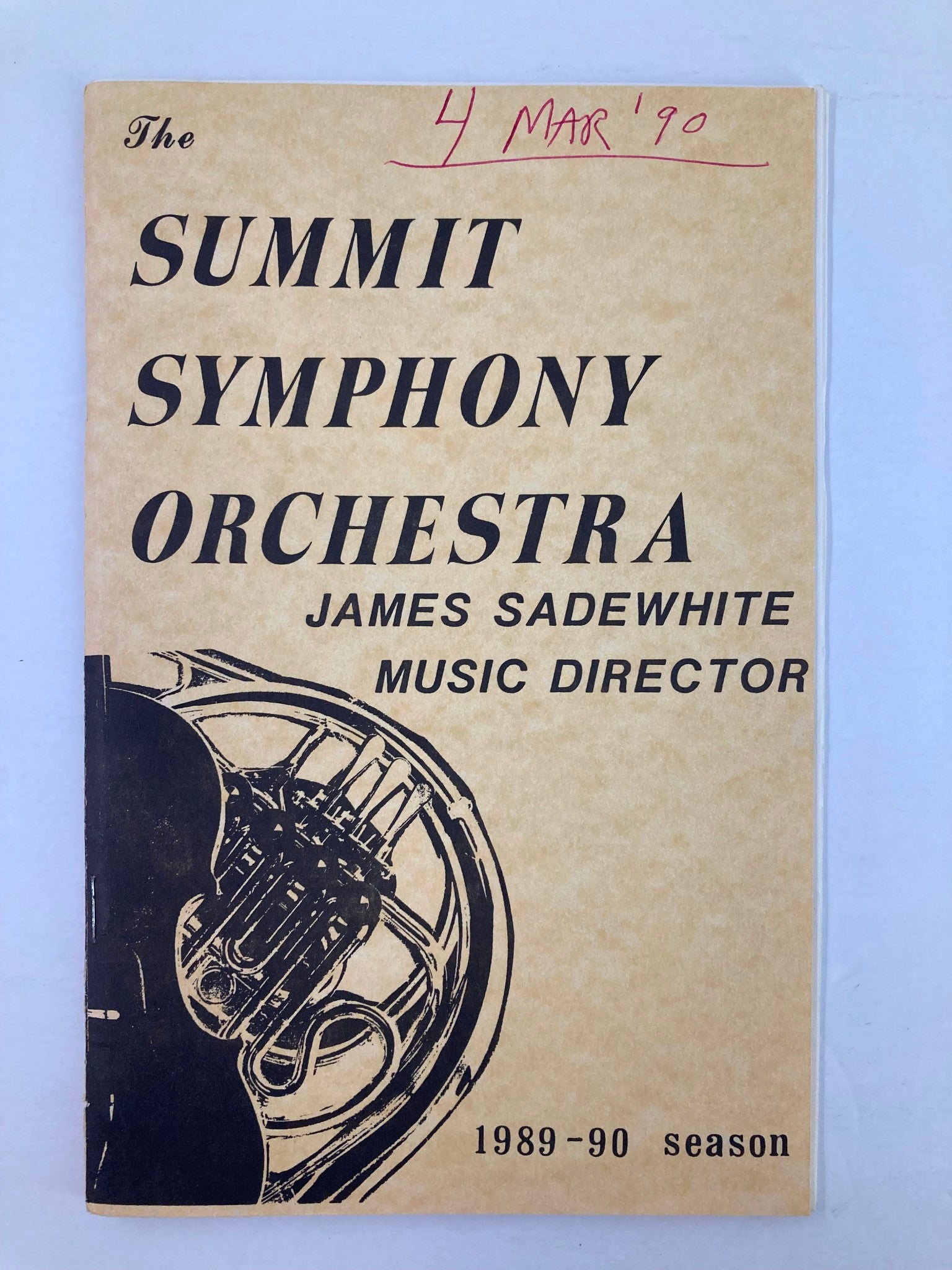 1990 Program The Summit Symphony Orchestra James Sadewhite Music Director