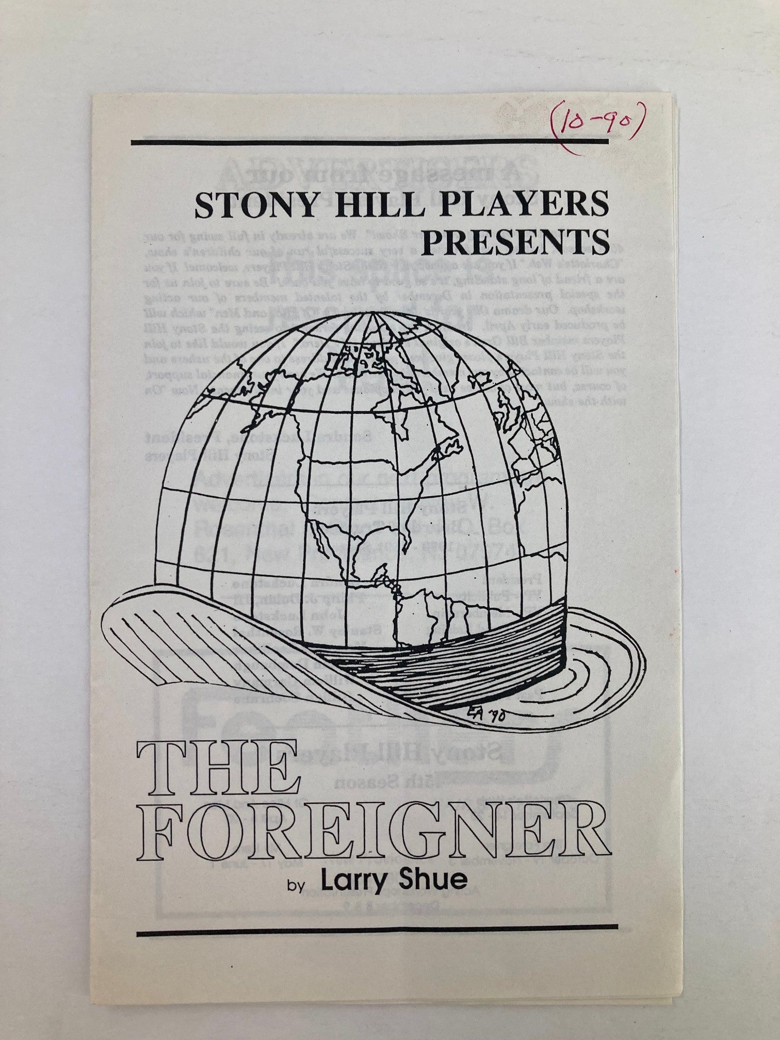 1990 Program Stony Hill Players Presents The Foreigner by Larry Shue