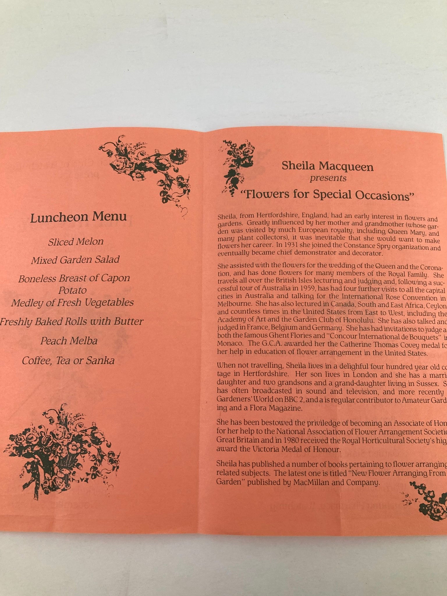 1990 Program The Garden Club of Watchung Fall Fantasy with Sheila Macqueen