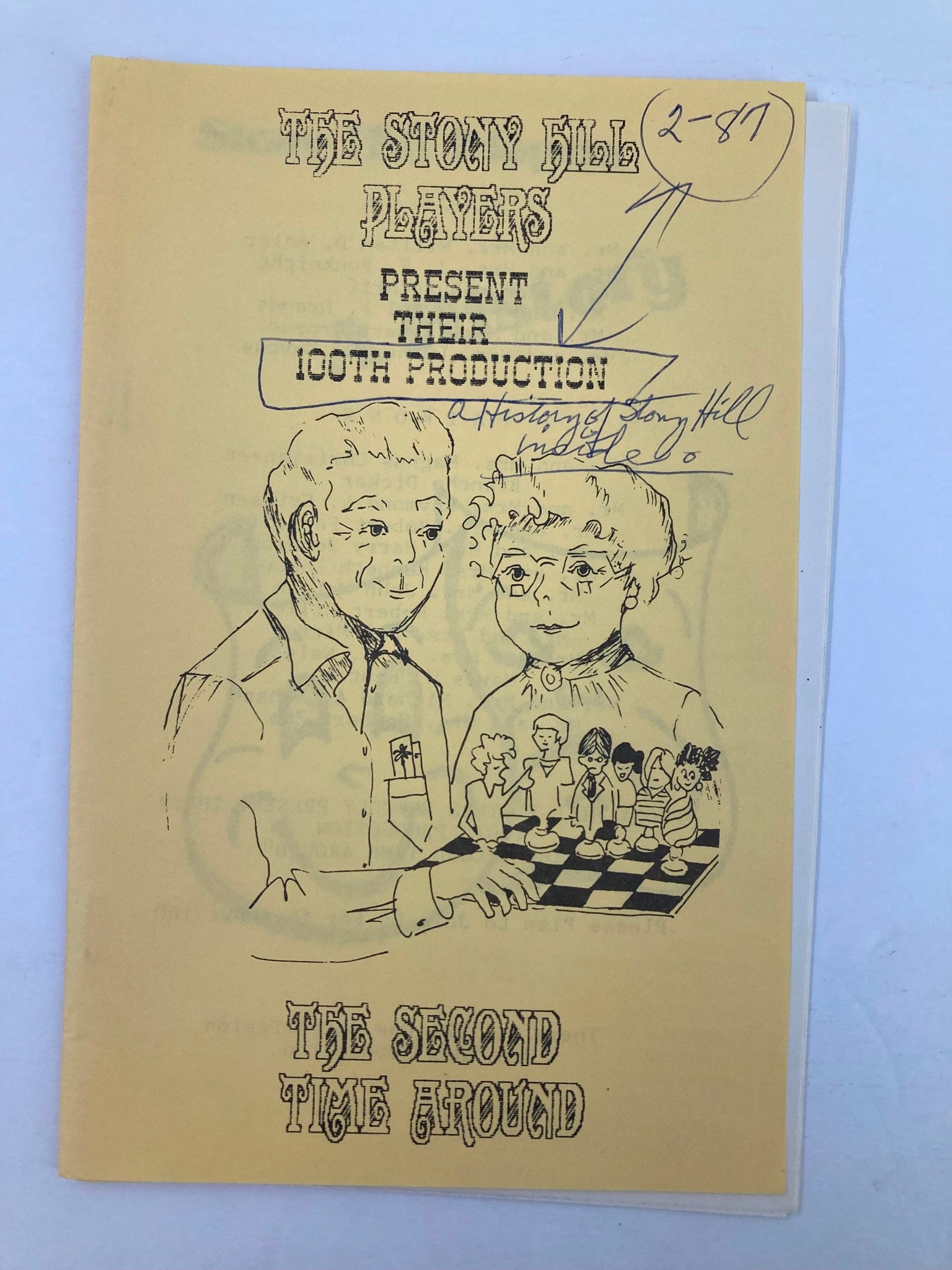 1987 Program The Stony Hill Players 100th Production The Second Time Around