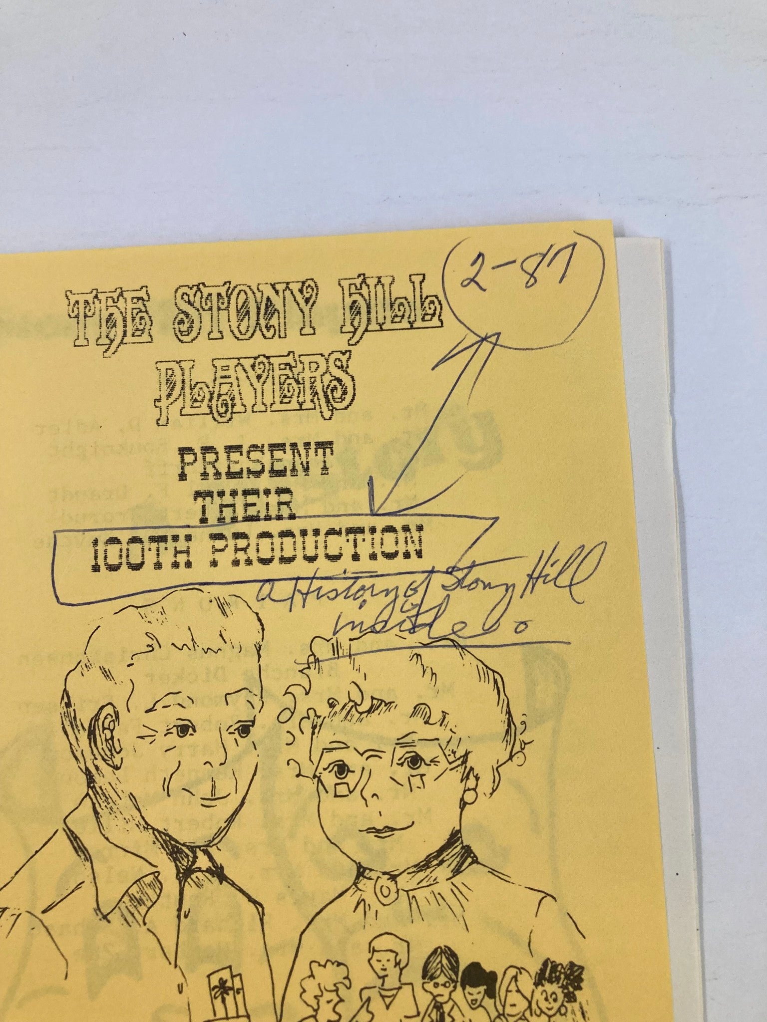 1987 Program The Stony Hill Players 100th Production The Second Time Around