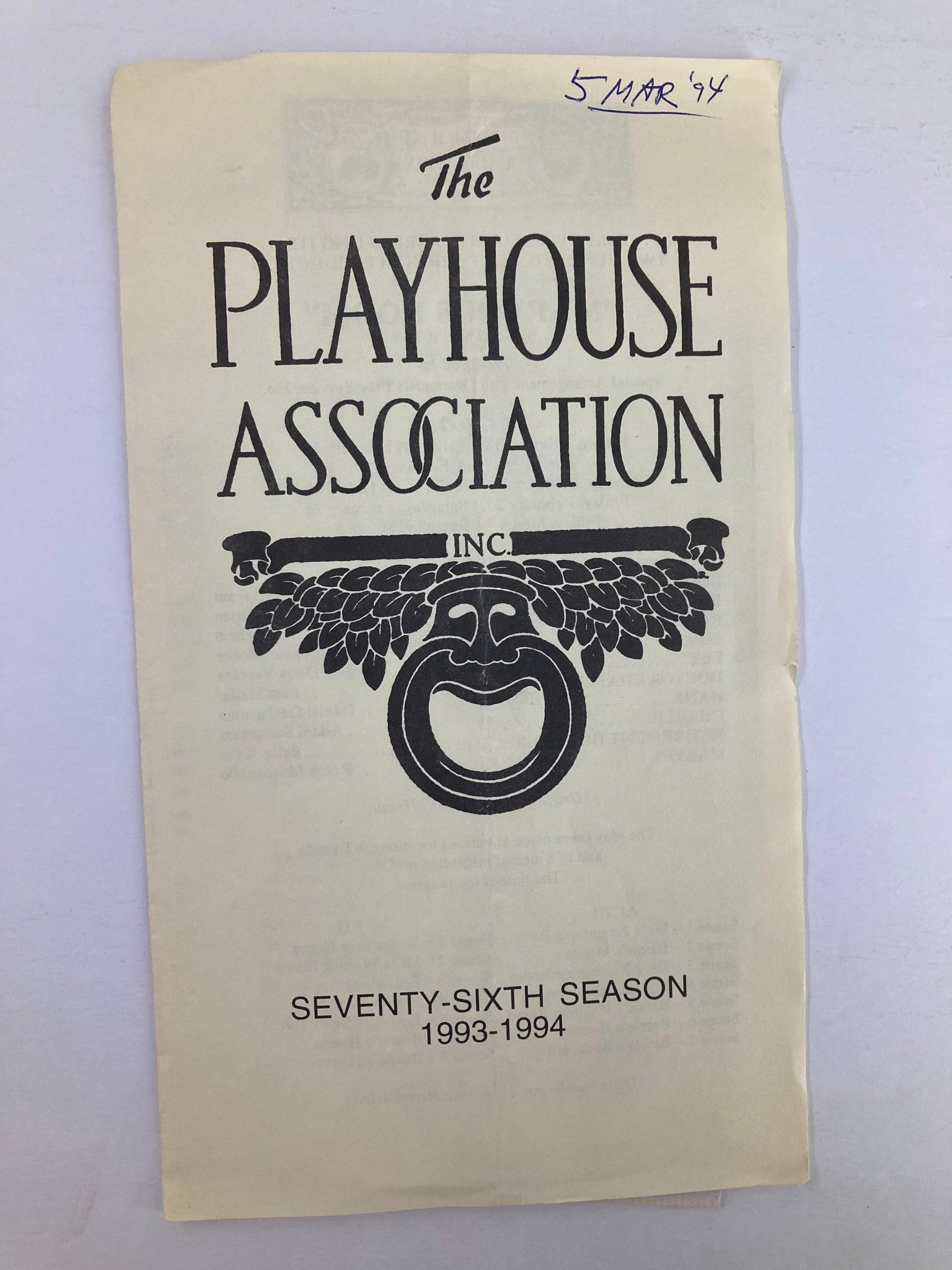 1994 Program The Playhouse Association Marvin's Room by Scott McPherson