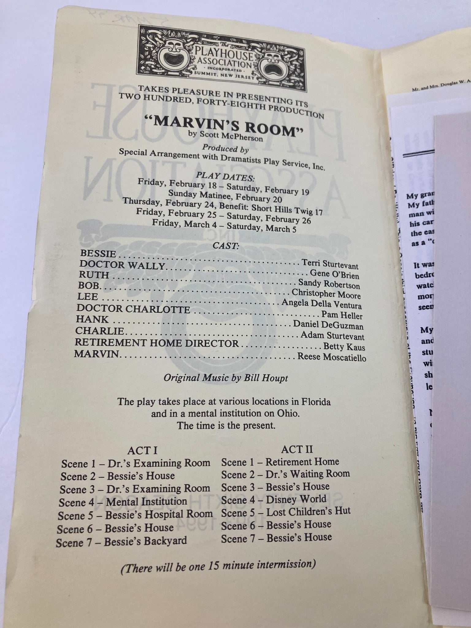 1994 Program The Playhouse Association Marvin's Room by Scott McPherson