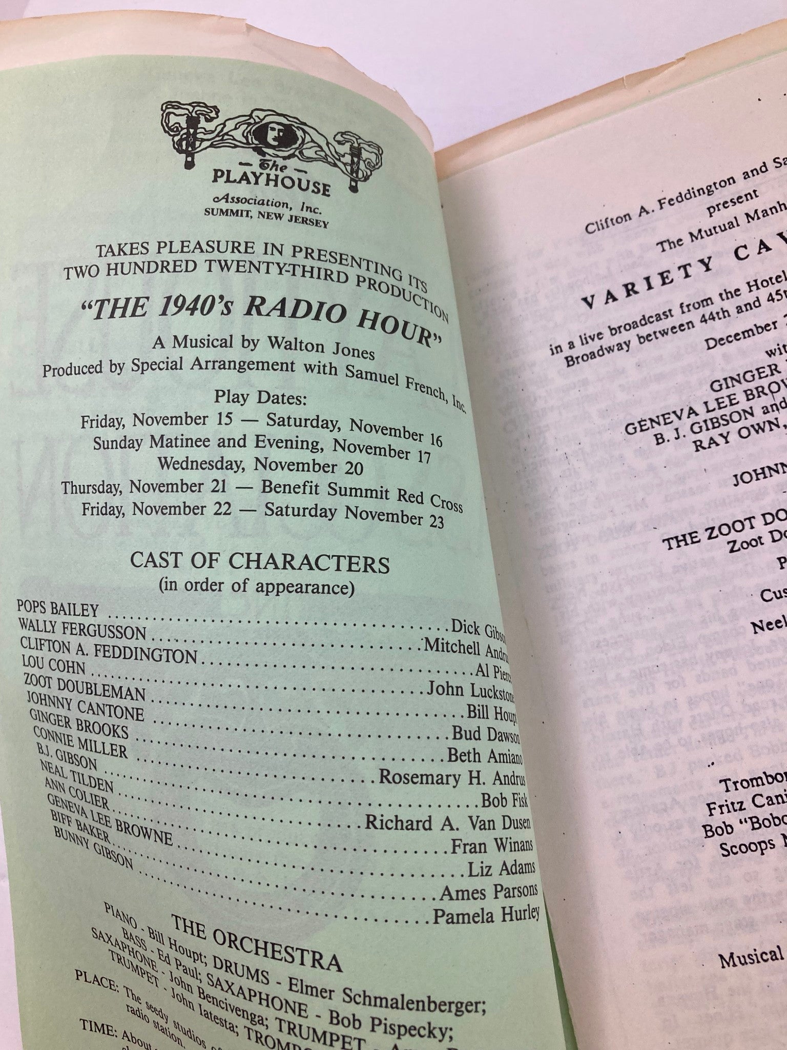 1985 Program The Playhouse Association The 1940's Radio Hour by Walton Jones