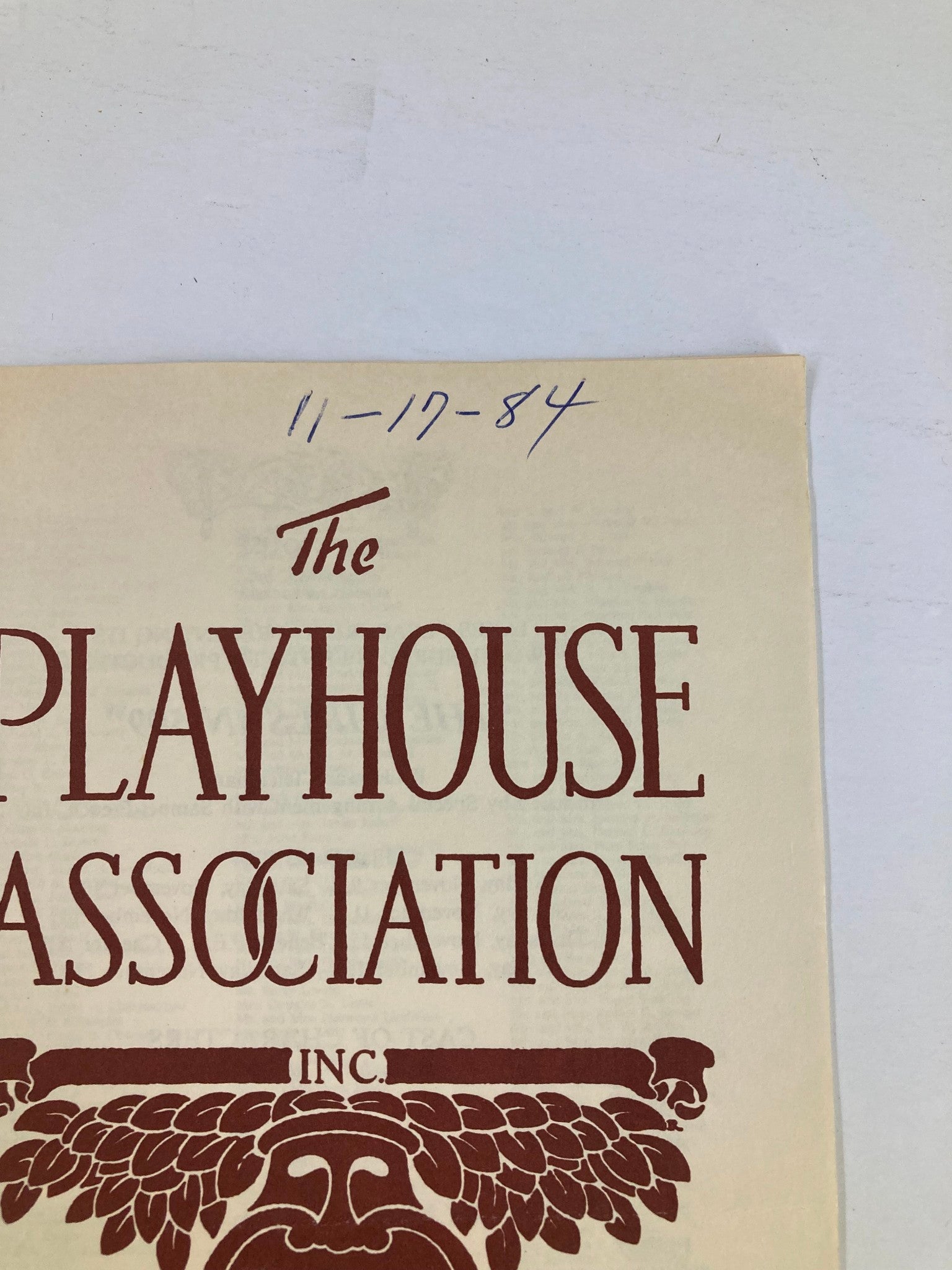 1984 Program The Playhouse Association The Girls in 509 by Howard Teichmann