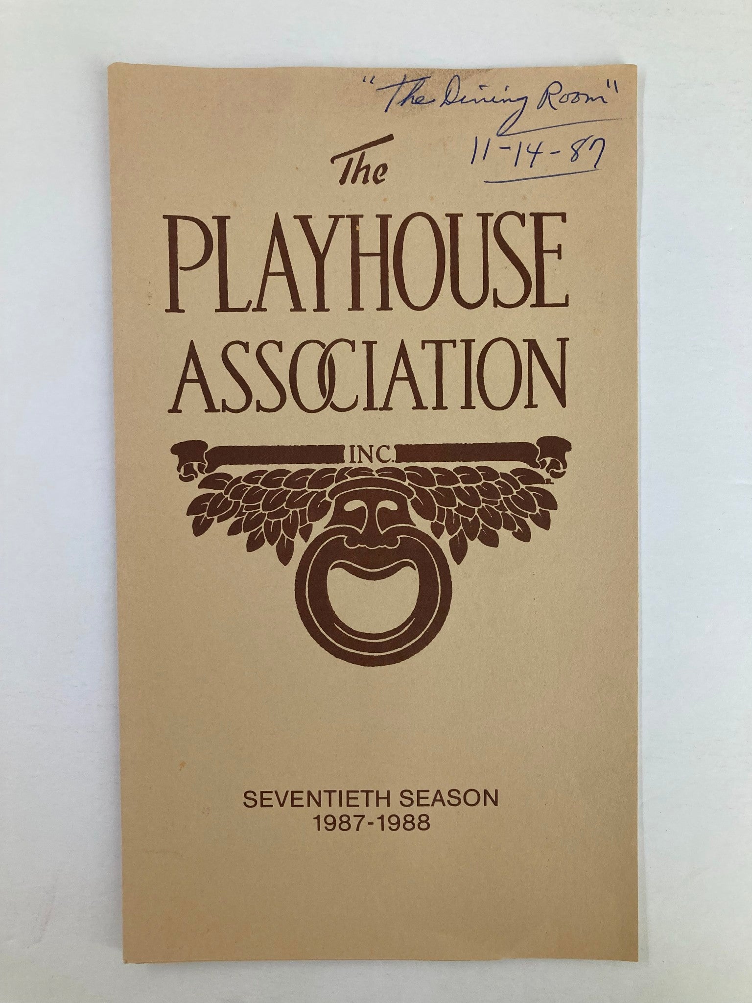 1987 Program The Playhouse Association The Dining Room by A.R. Gurney Jr.