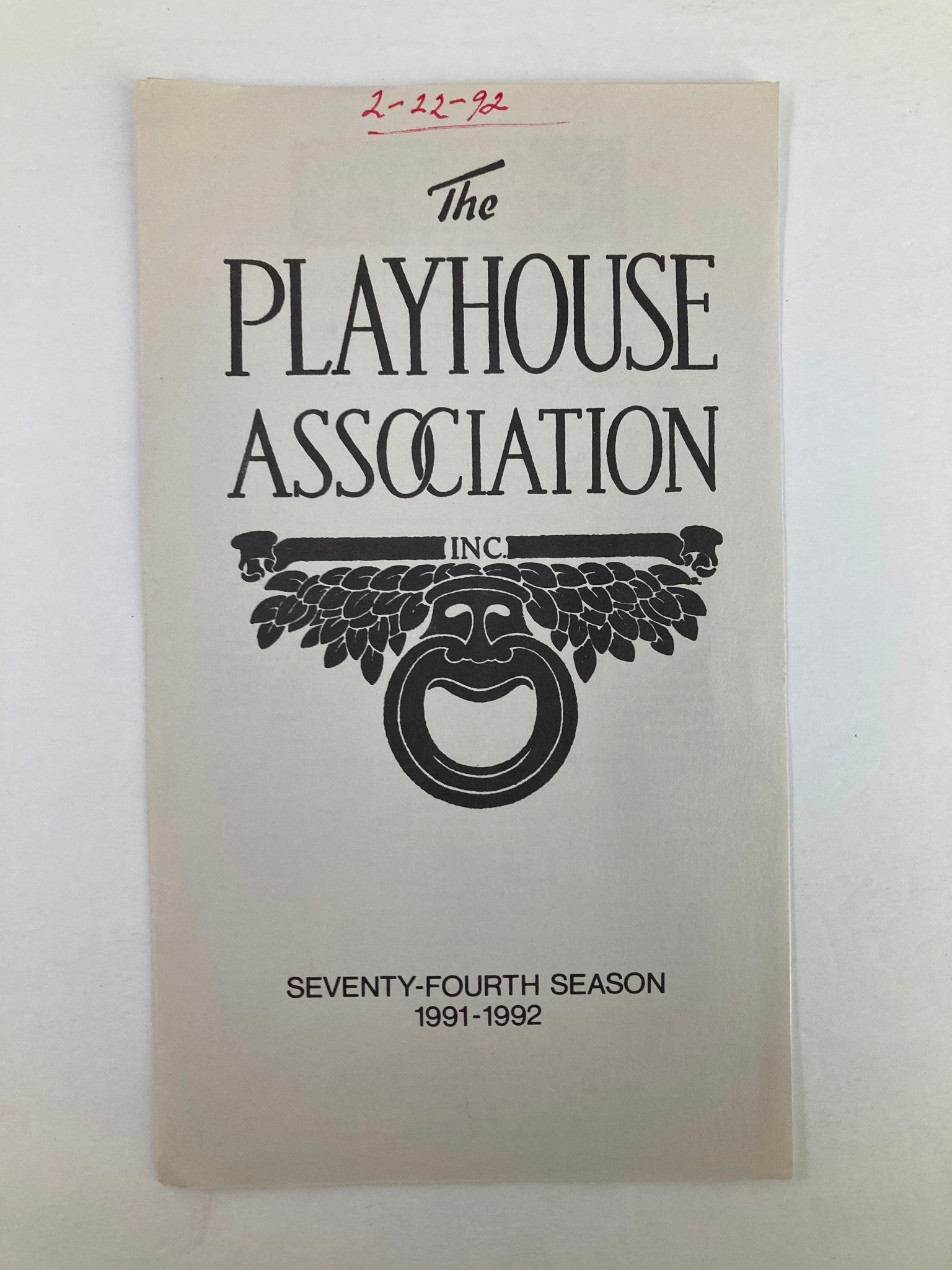 1992 Program The Playhouse Association Summer and Smoke by Tennessee Williams