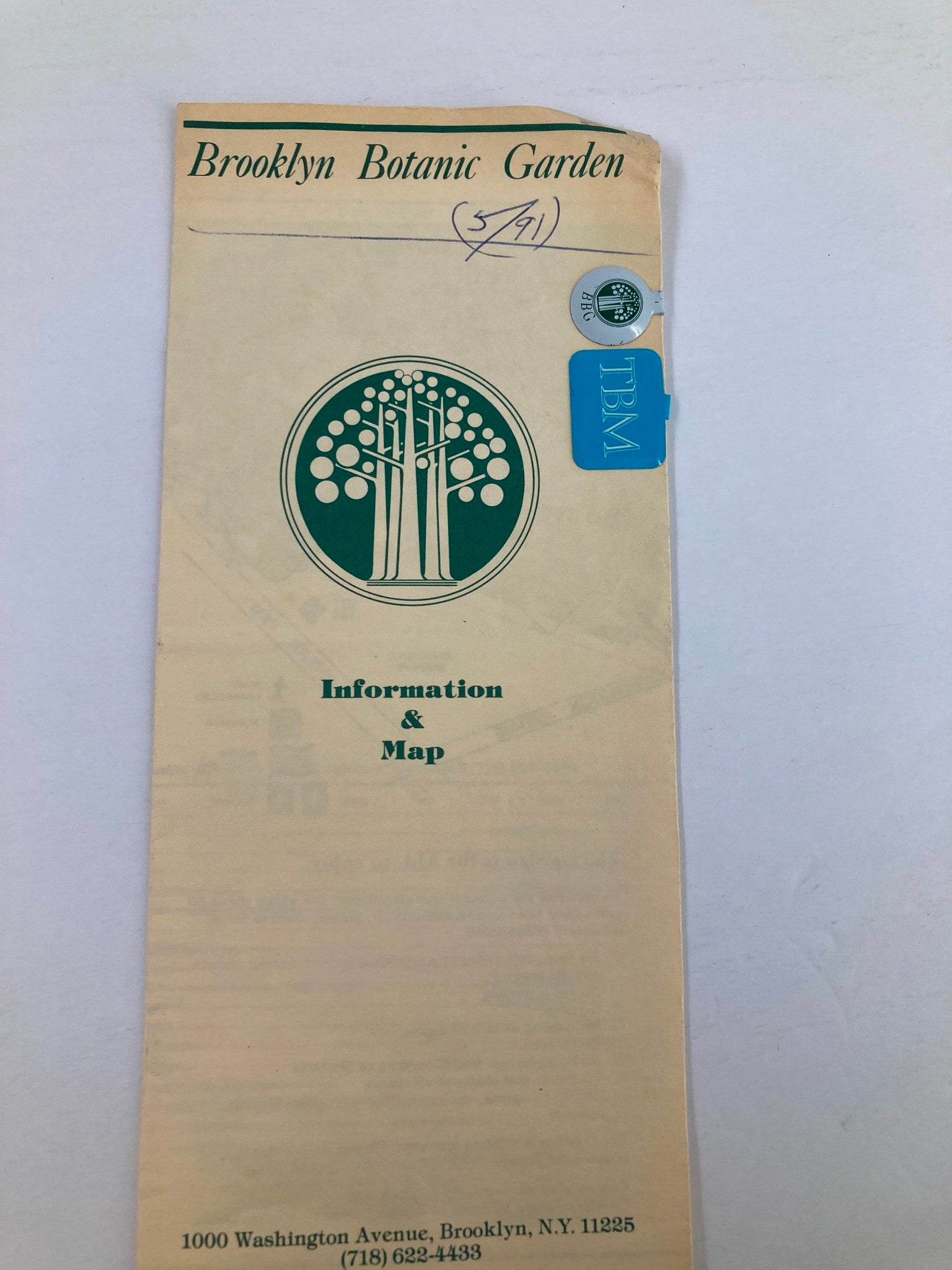 1991 Program Brooklyn Botanic Garden Information and Map