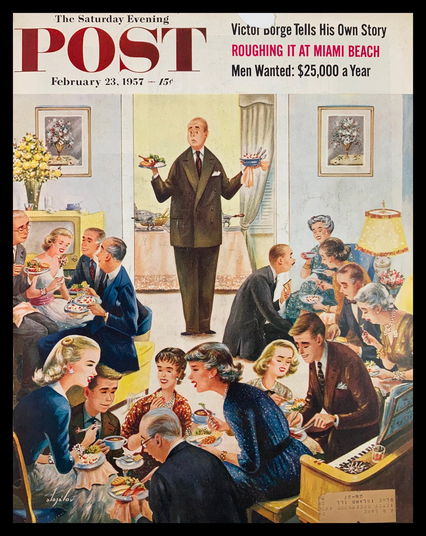 COVER ONLY The Saturday Evening Post February 23 1957 Roughing It at Miami Beach