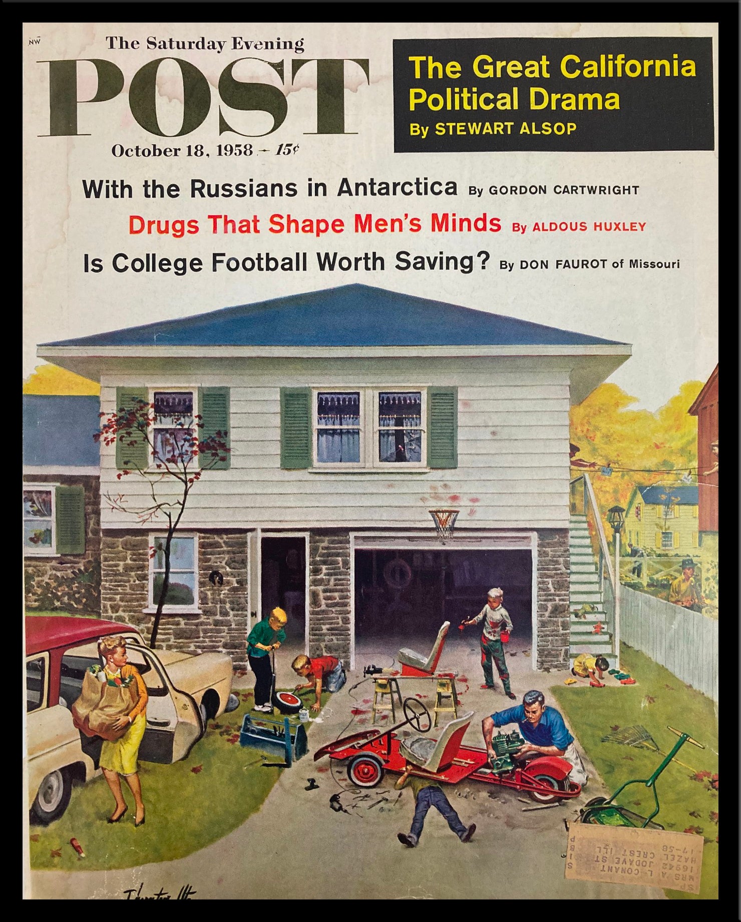 COVER ONLY The Saturday Evening Post October 18 1958 California Political Drama