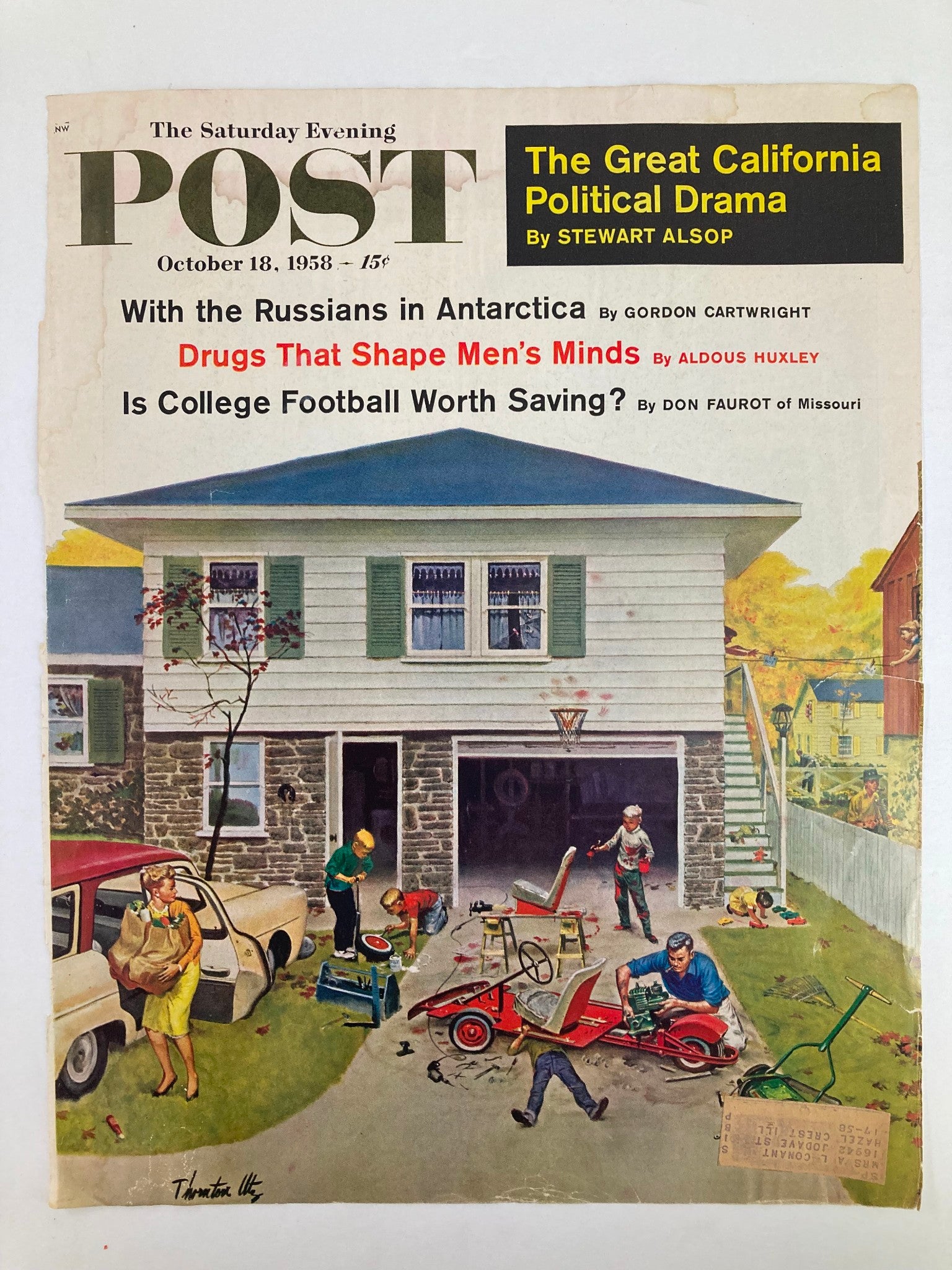 COVER ONLY The Saturday Evening Post October 18 1958 California Political Drama