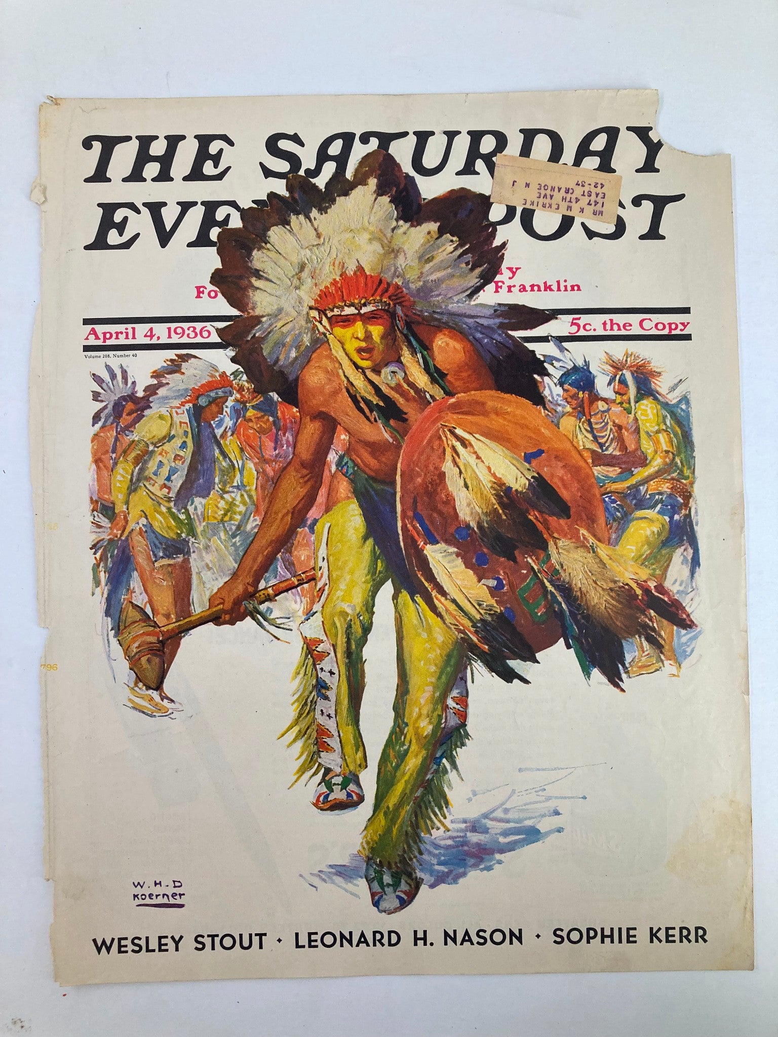 COVER ONLY The Saturday Evening Post April 4 1936 The American Heritage