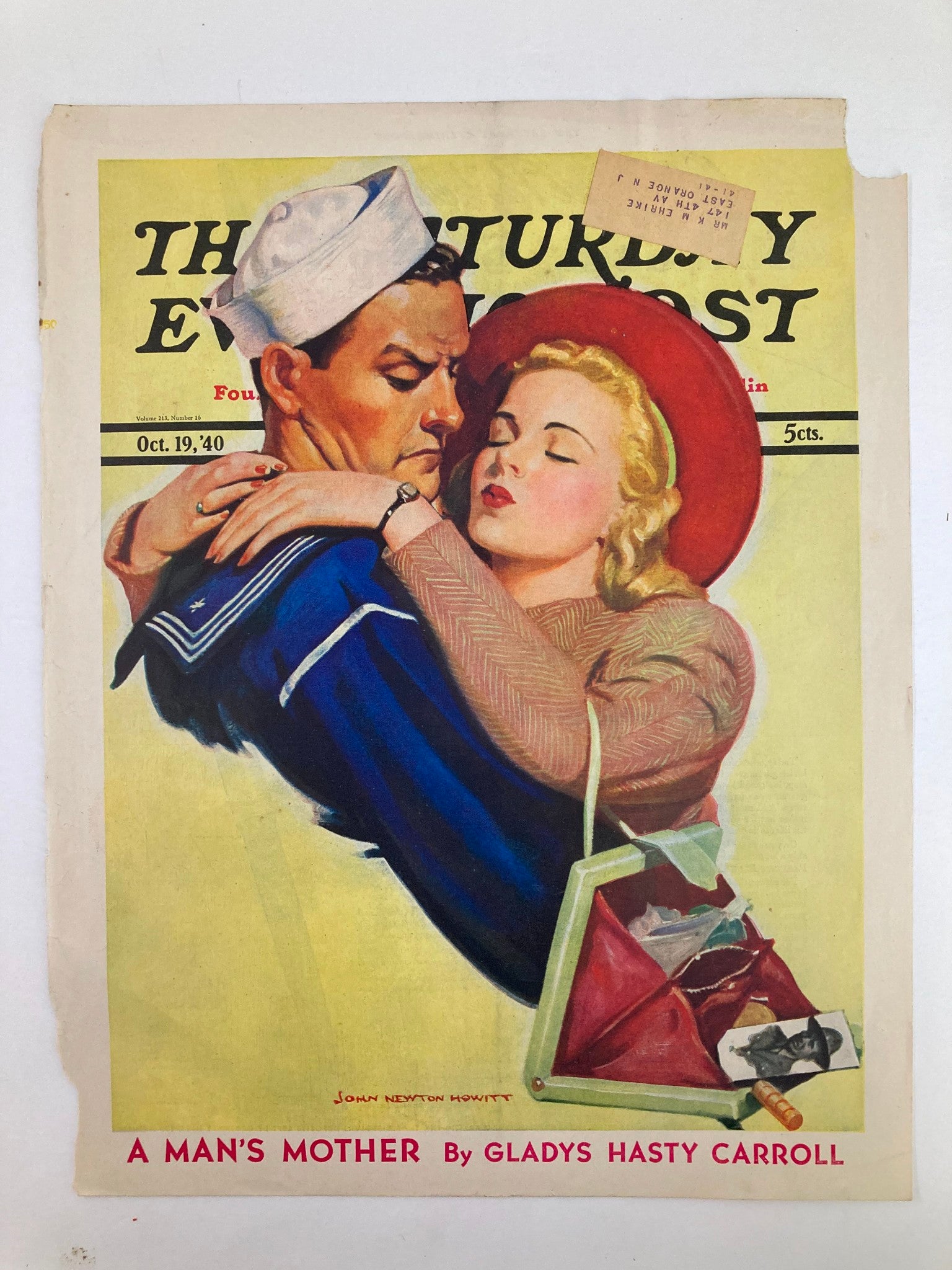 COVER ONLY The Saturday Evening Post October 19 1940 A Man's Mother