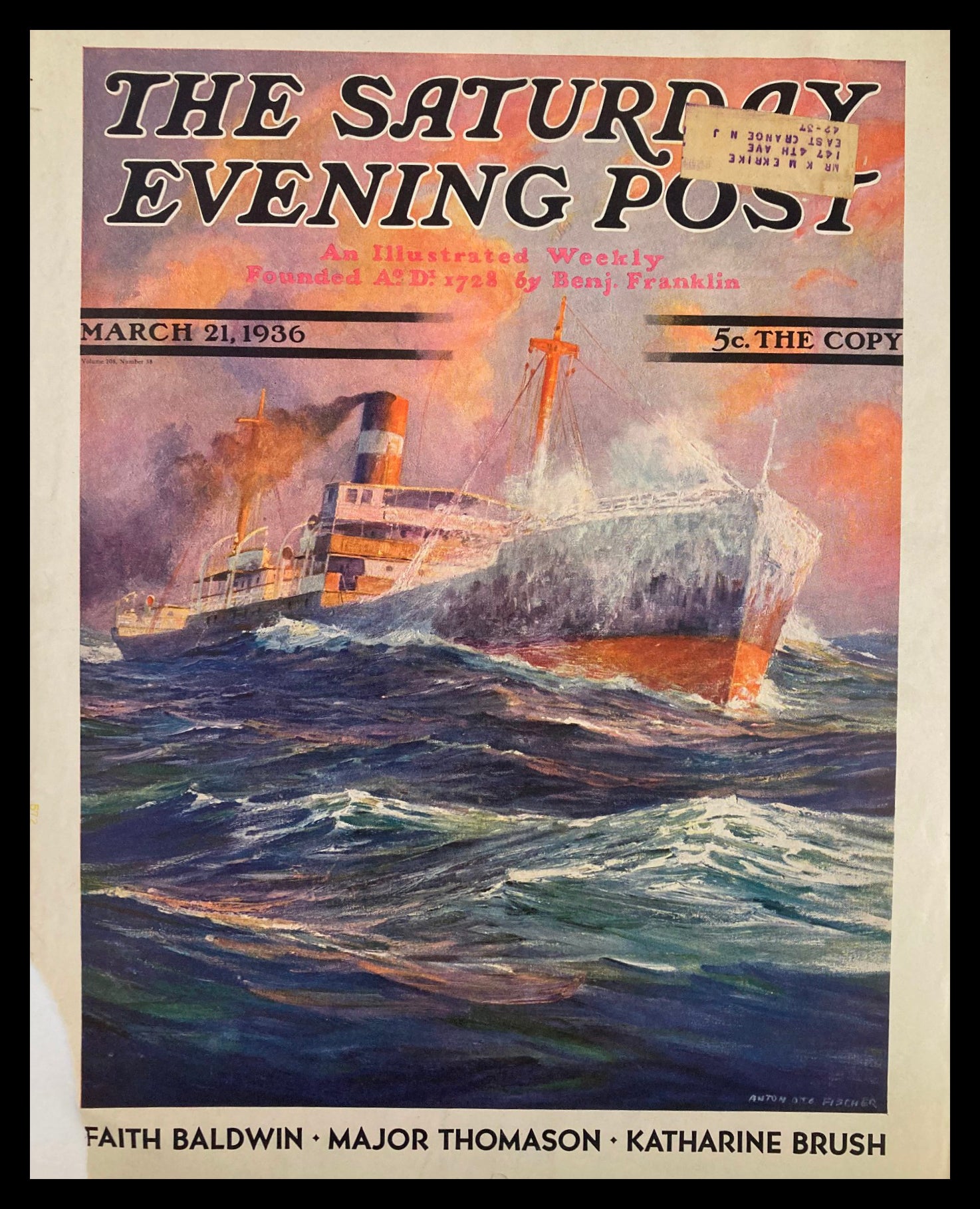 COVER ONLY The Saturday Evening Post March 21 1936 Katharine Brush