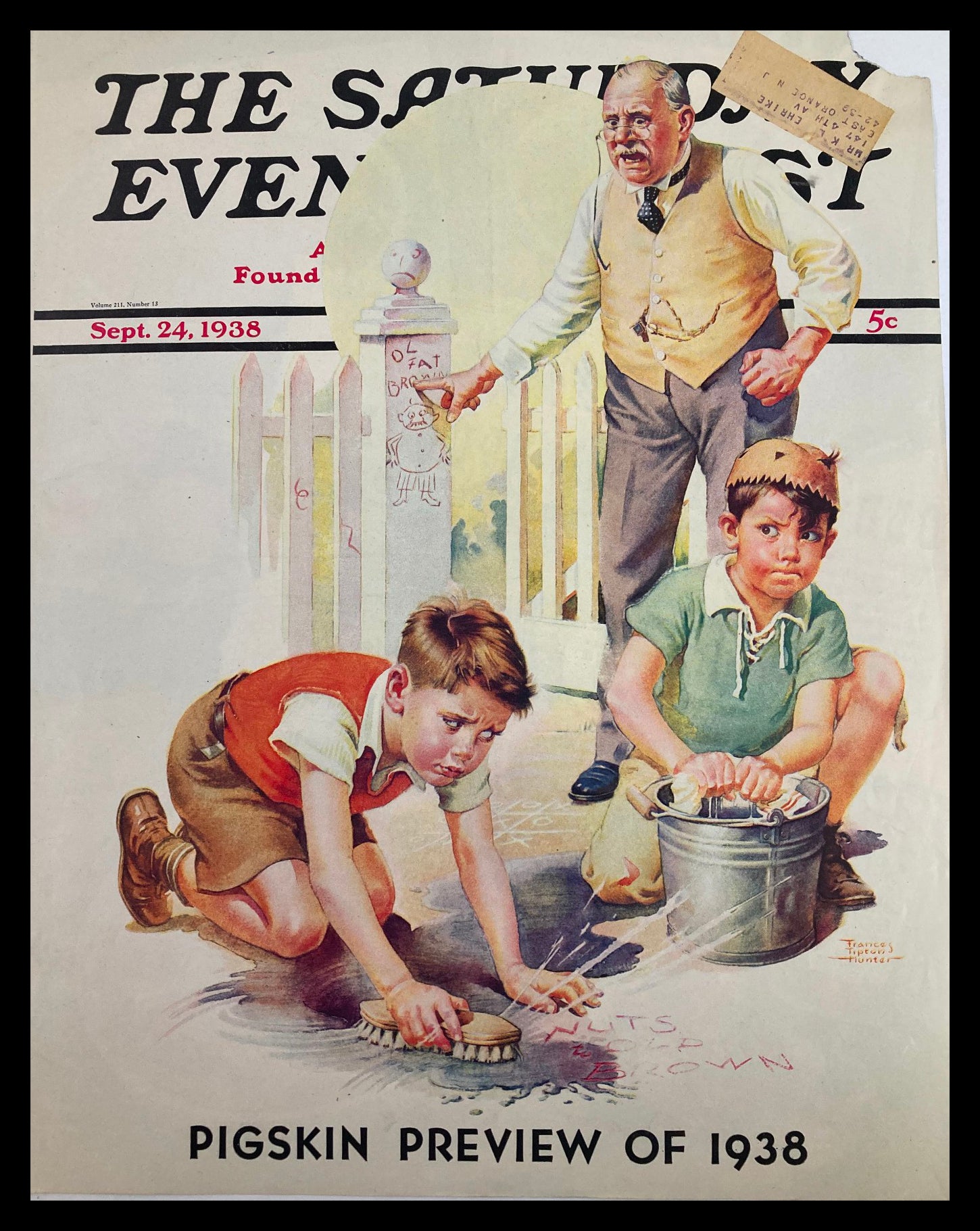 COVER ONLY The Saturday Evening Post September 24 1938 Pigskin Review of 1938