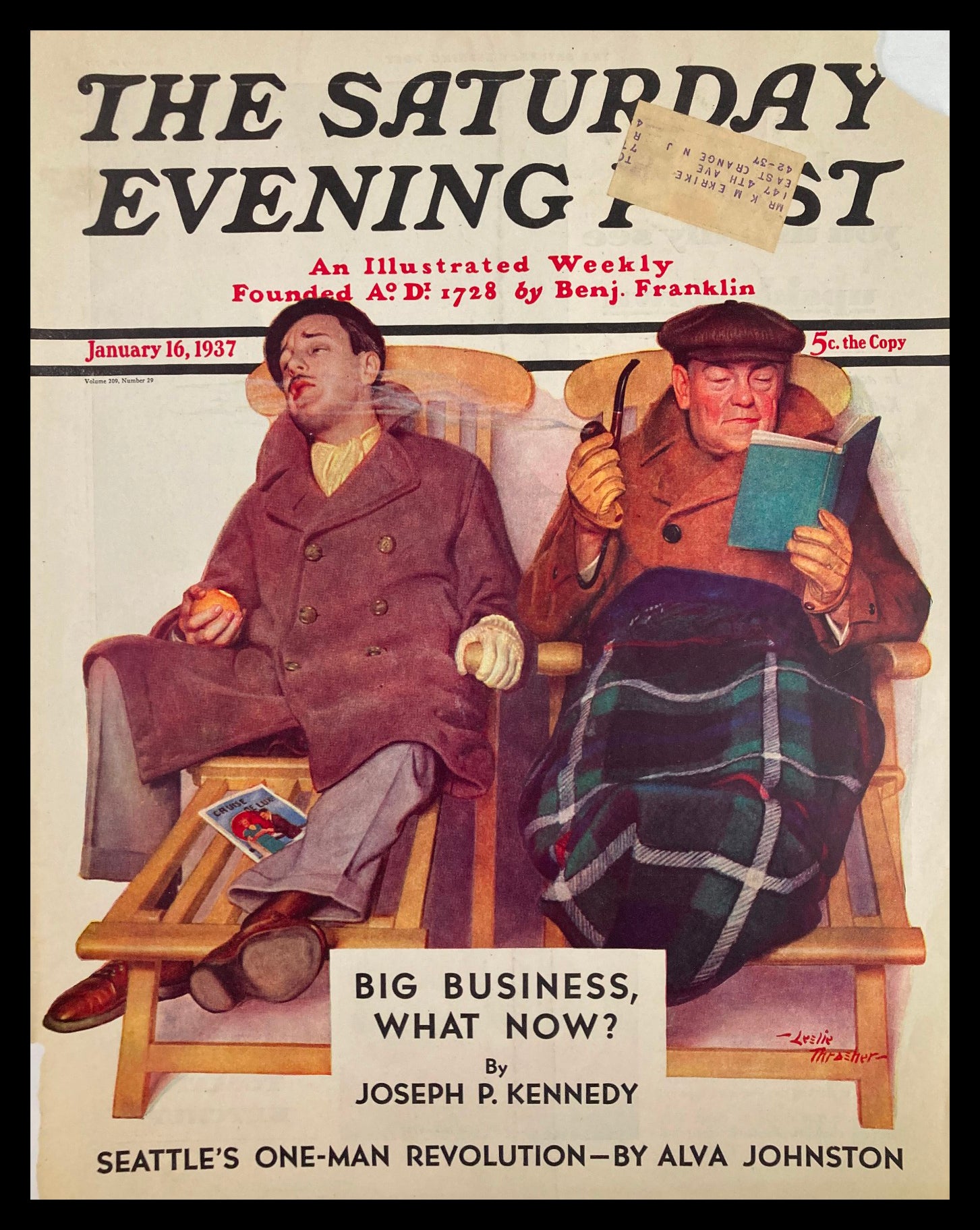 COVER ONLY The Saturday Evening Post January 16 1937 Big Business What Now?