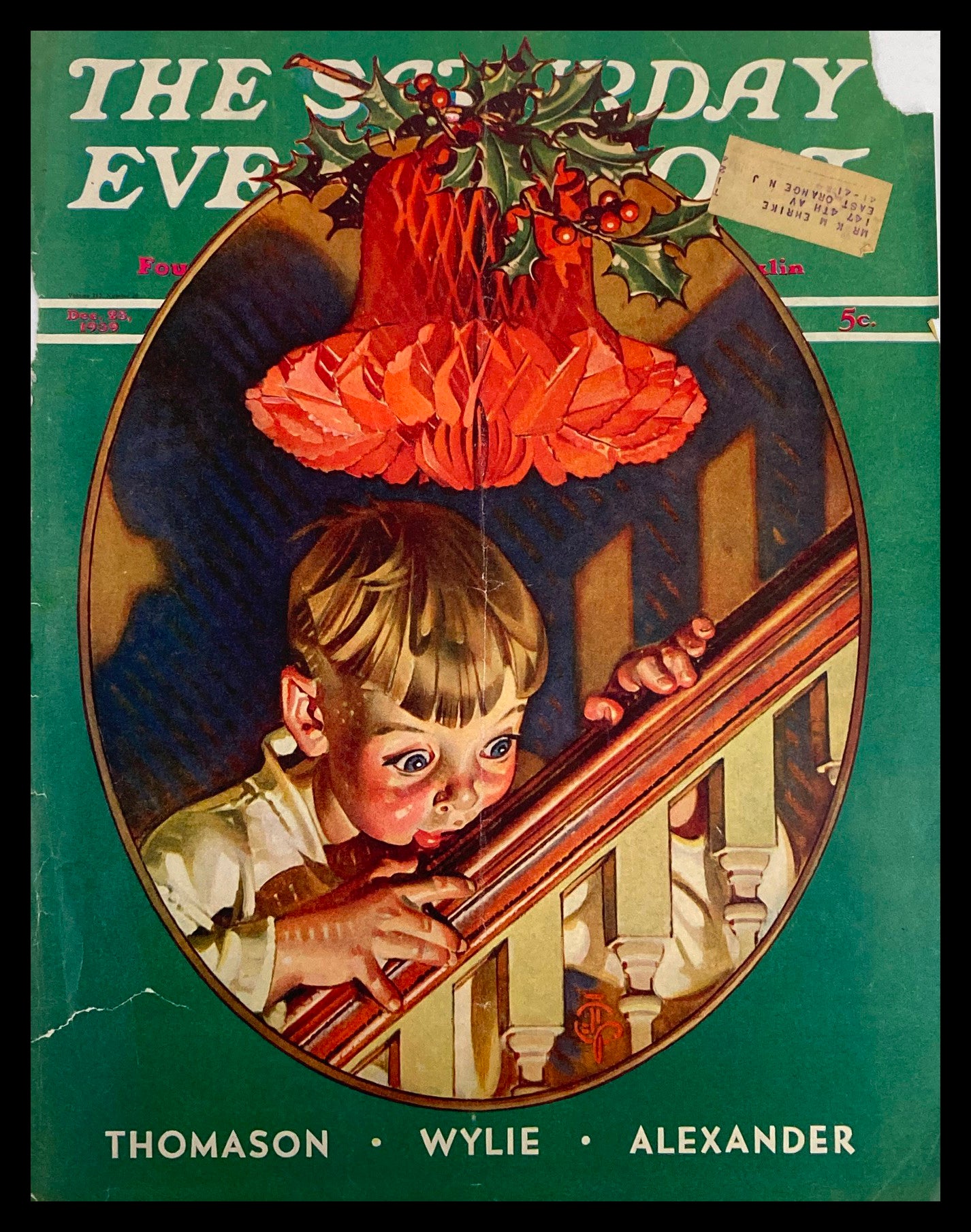 COVER ONLY The Saturday Evening Post December 23 1939 Thomason, Wylie, Alexander