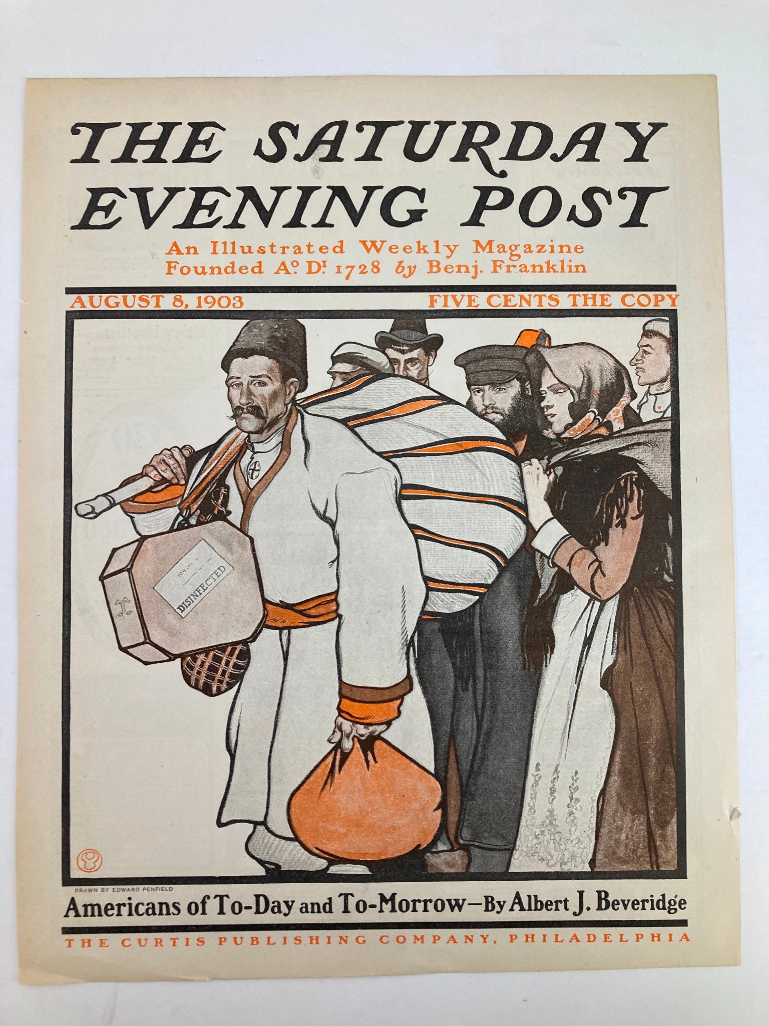 COVER ONLY The Saturday Evening Post August 8 1903 Americans of Today & Tomorrow