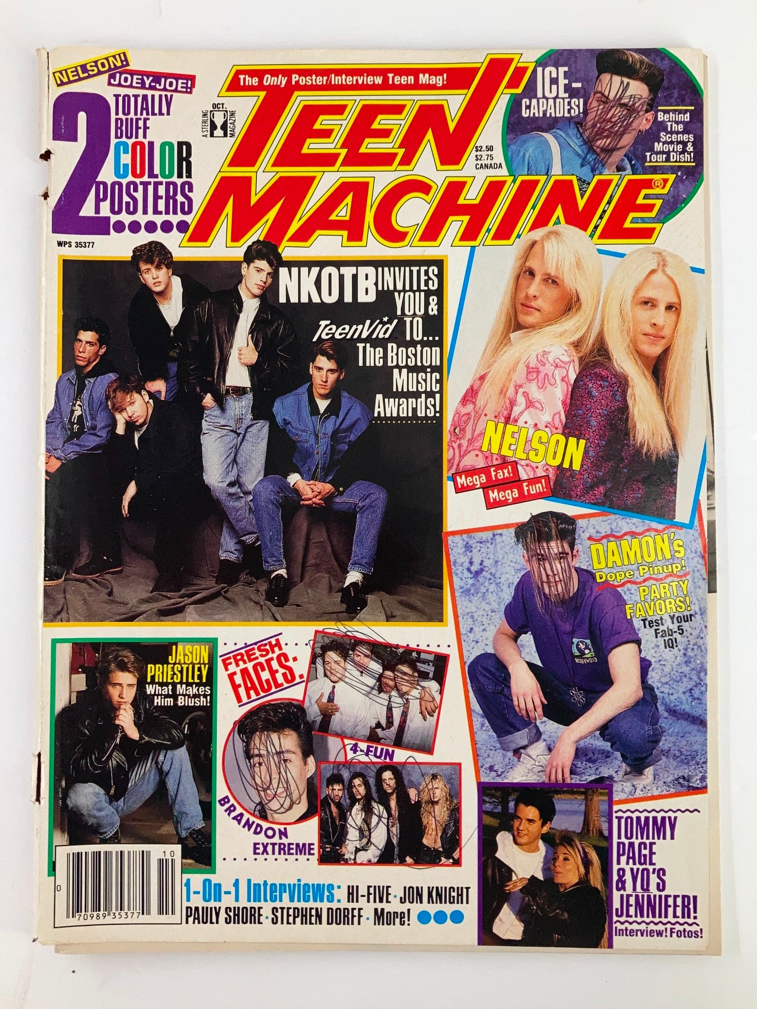 Teen Machine Magazine 1991 New Kids On The Block and Jason Priestley No Label