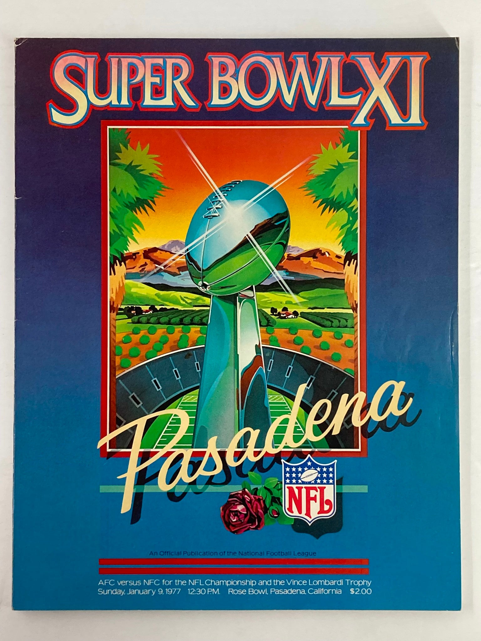 1977 NFL Super Bowl XI Magazine AFC vs NFC The Vince Lombardi Trophy