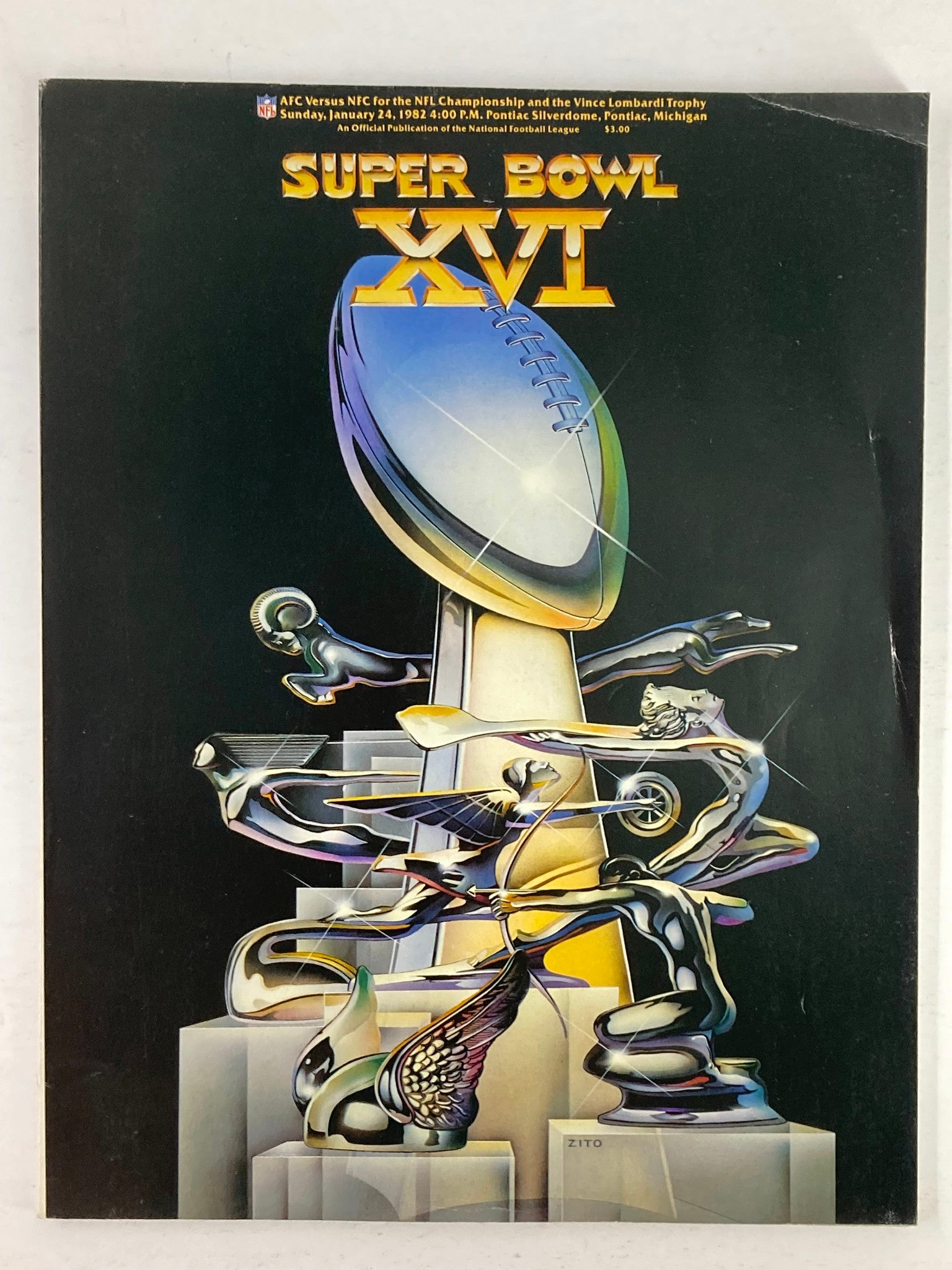 1982 NFL Super Bowl XVI Magazine AFC vs NFC The Vince Lombardi Trophy