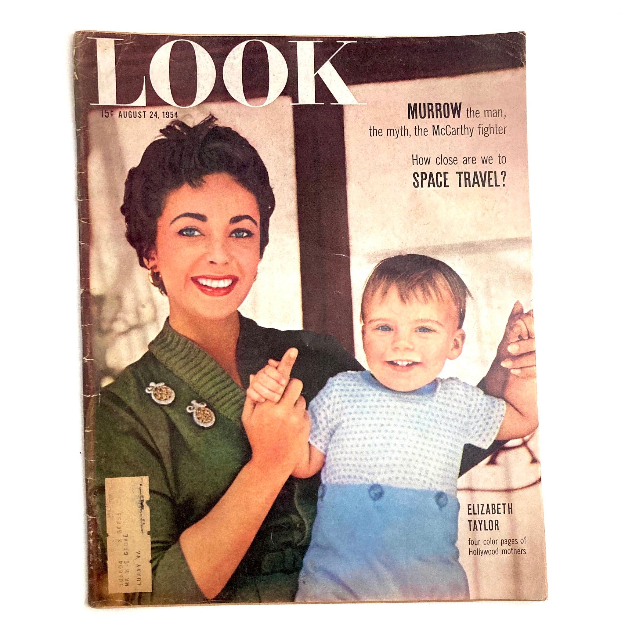 VTG Look Magazine August 24 1954 Vol 18 No. 17 Elizabeth Taylor and Baby