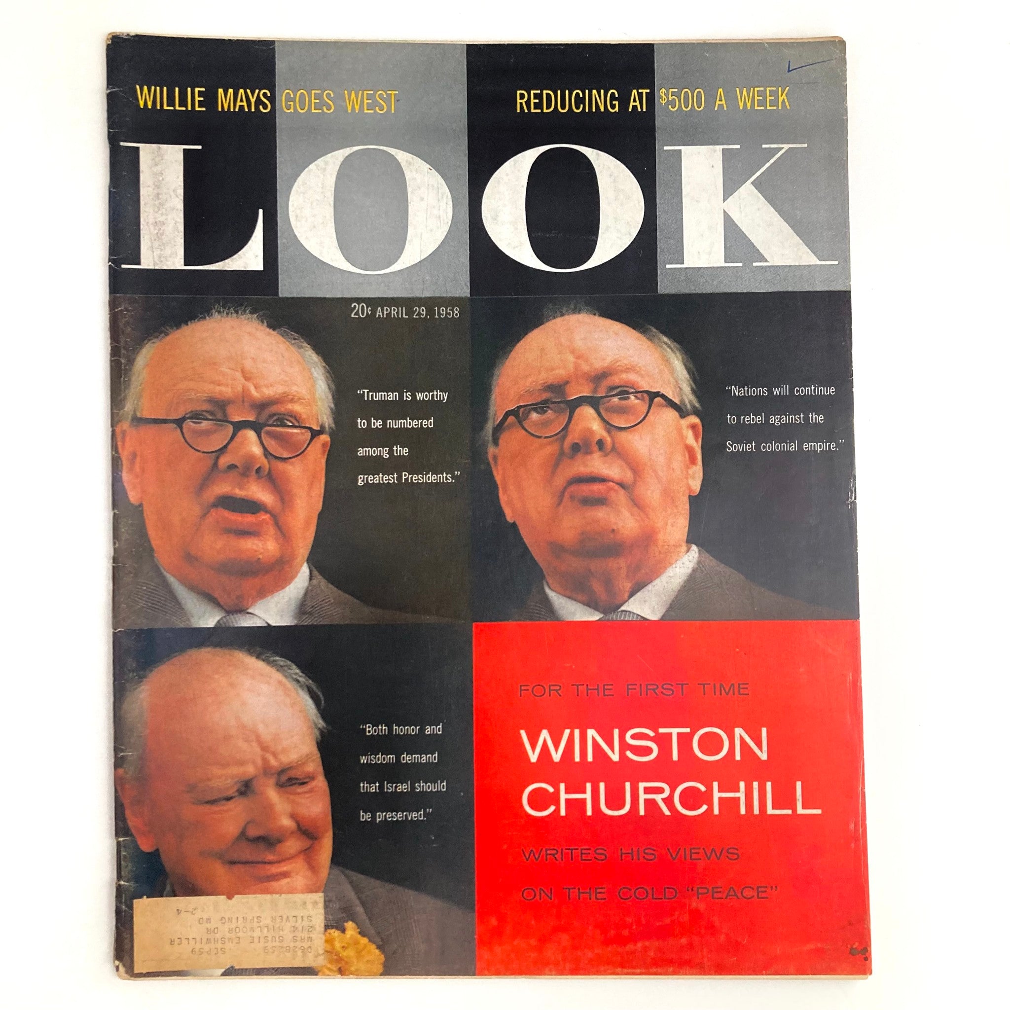 VTG Look Magazine April 29 1958 Vol 22 No. 9 Winston Churchill The Cold 'Peace'