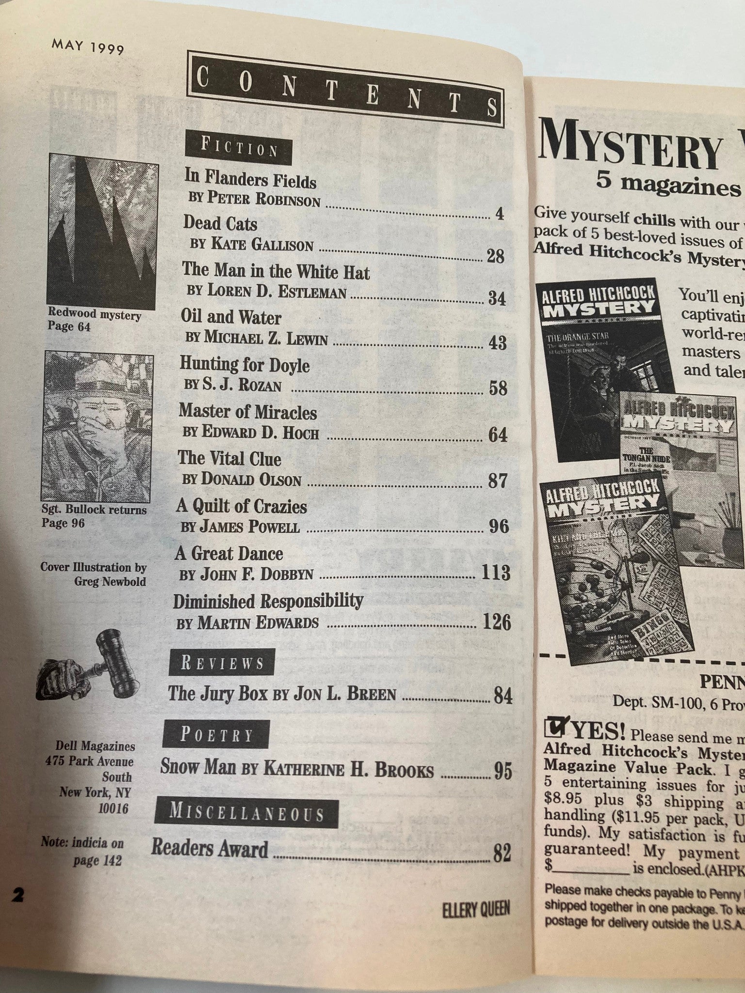 Ellery Queen Mystery Magazine May 1999 With Poisoned Pen Treachery and Murder