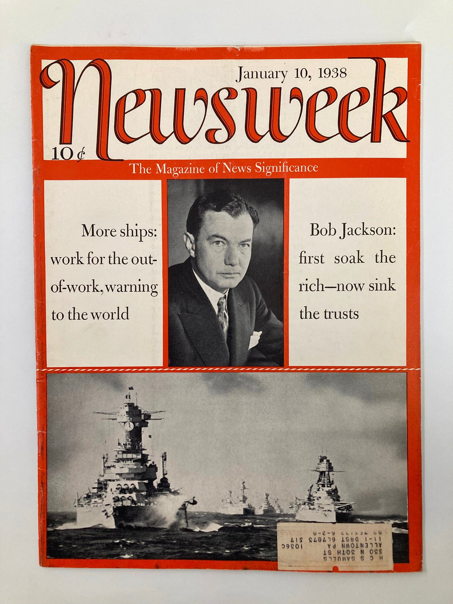 VTG Newsweek Magazine January 10 1938 Bob Jackson First Soak Rich Sink The Trust