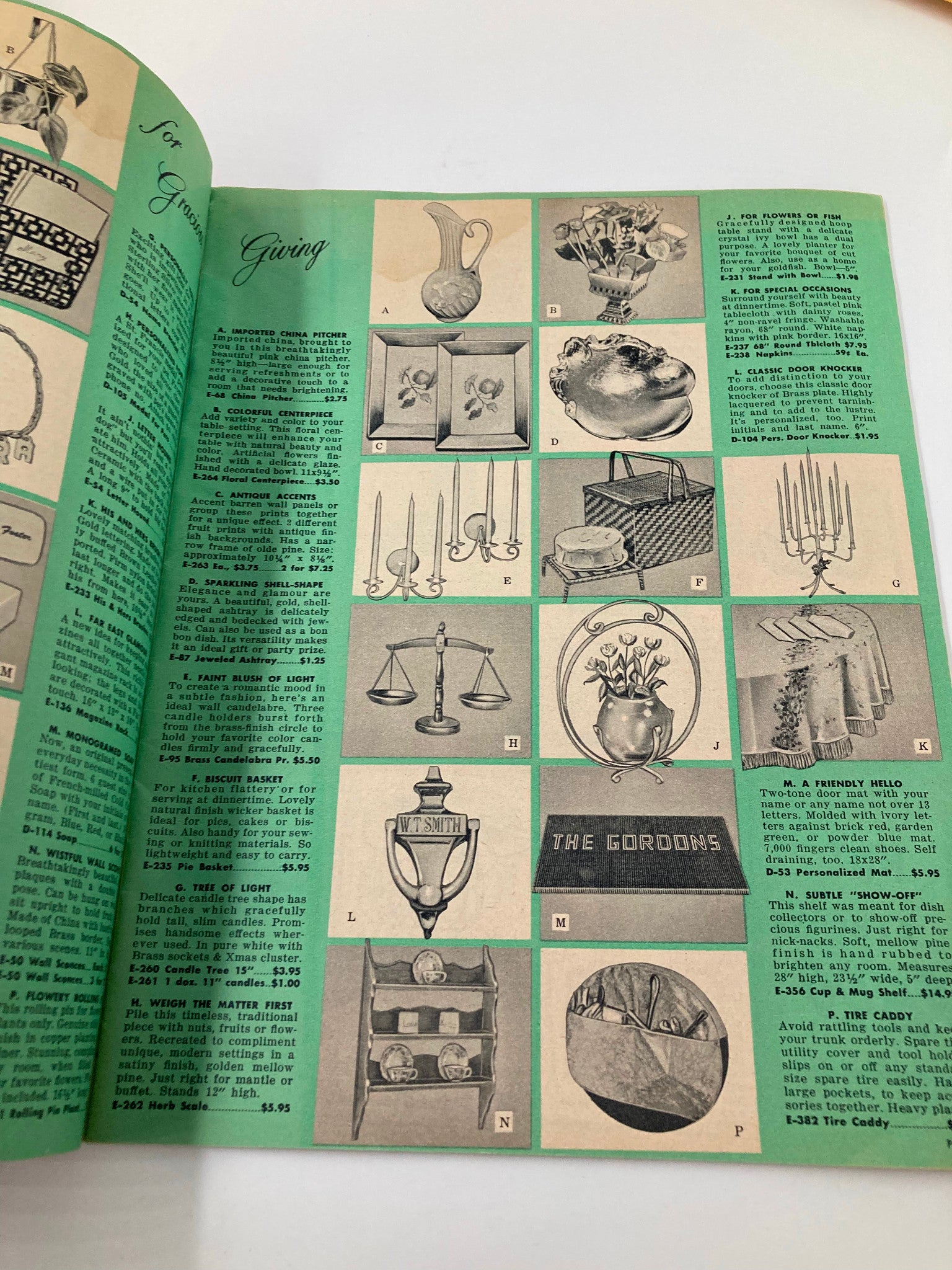 Interior page of the 1957 Easterling Gift Guide catalog displaying various gift ideas and products for holiday giving.