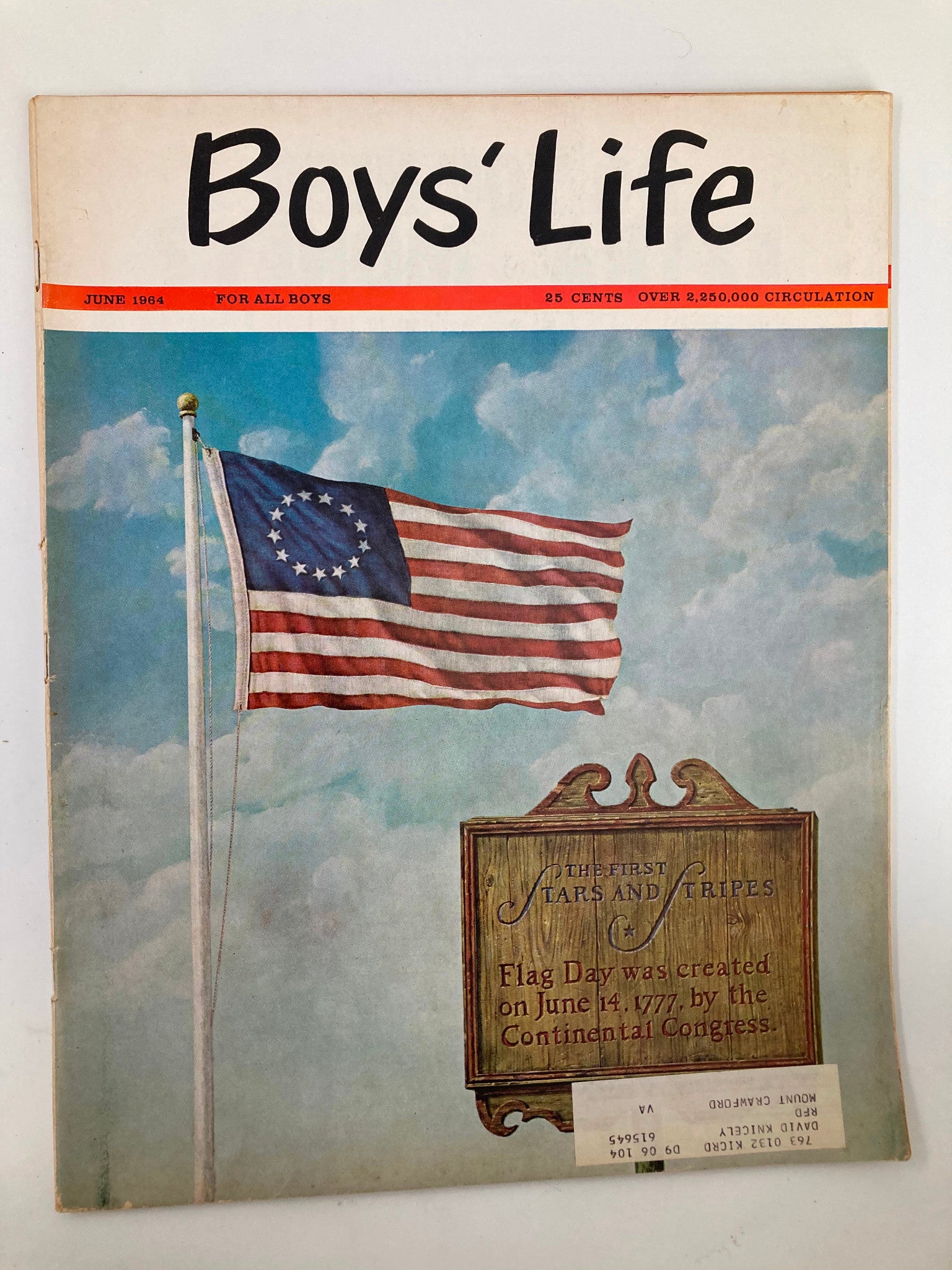 VTG Boys' Life Magazine June 1964 The First Stars and Stripes Flag Day 1777