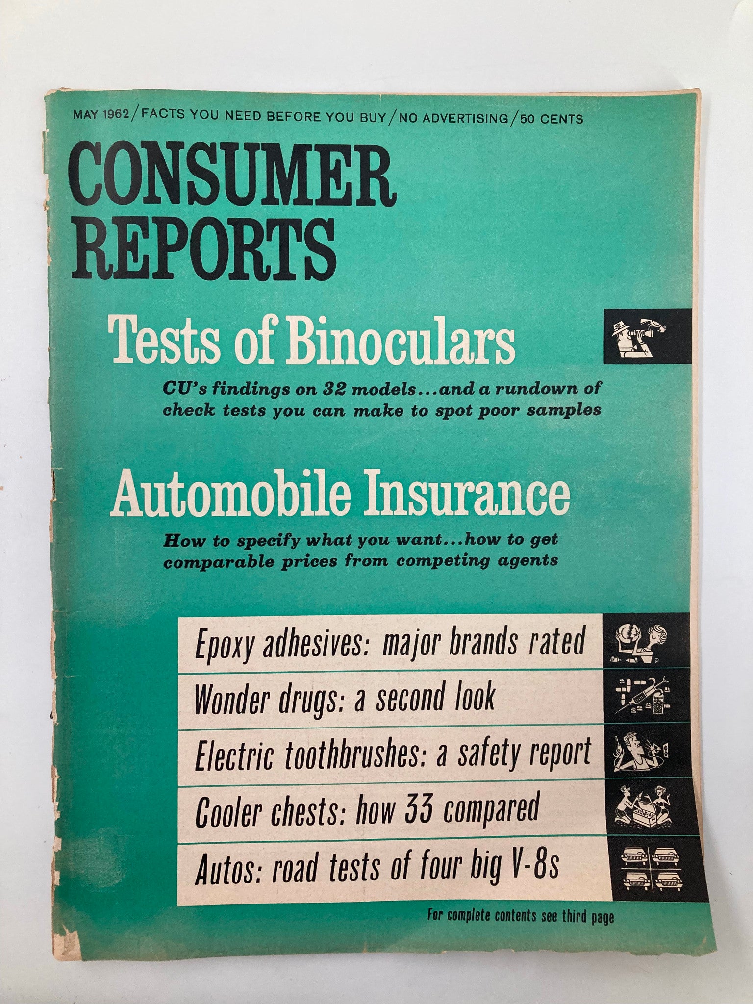 VTG Consumer Reports Magazine May 1962 Autos Road Test for Four V-8s No Label