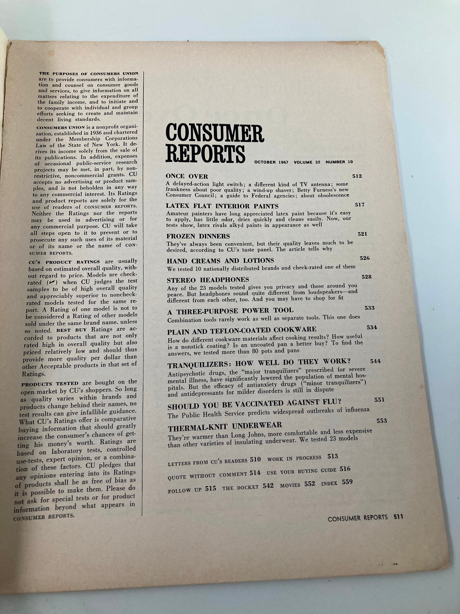 VTG Consumer Reports Magazine October 1967 Latex Paints & Alkyd Paints No Label