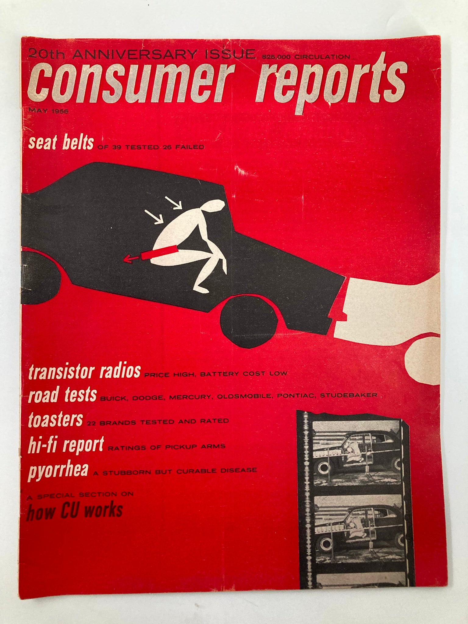 VTG Consumer Reports Magazine May 1956 Seat Belts Tested & Failed No Label