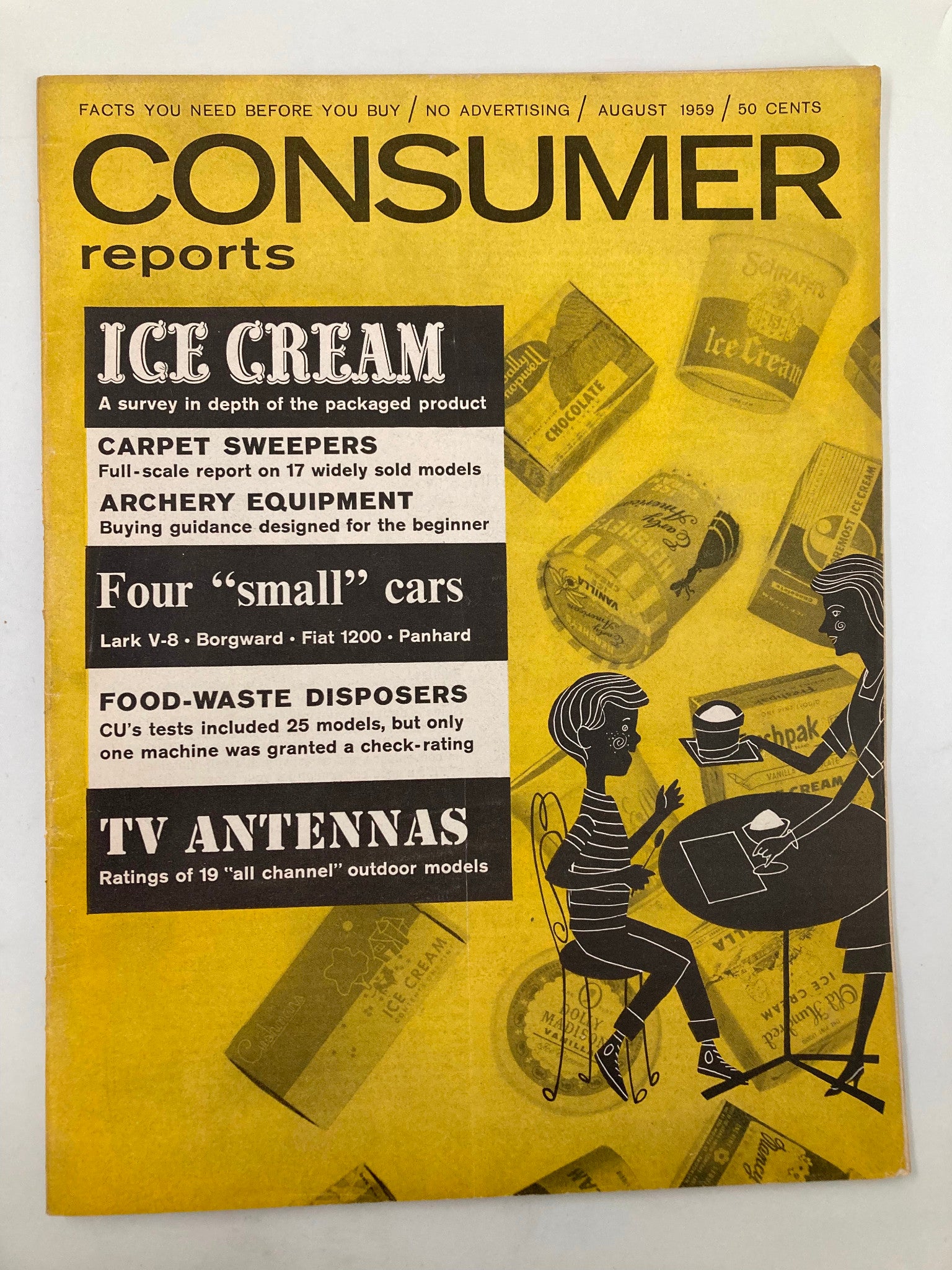 VTG Consumer Reports Magazine August 1959 Ice Cream Survey of Products No Label