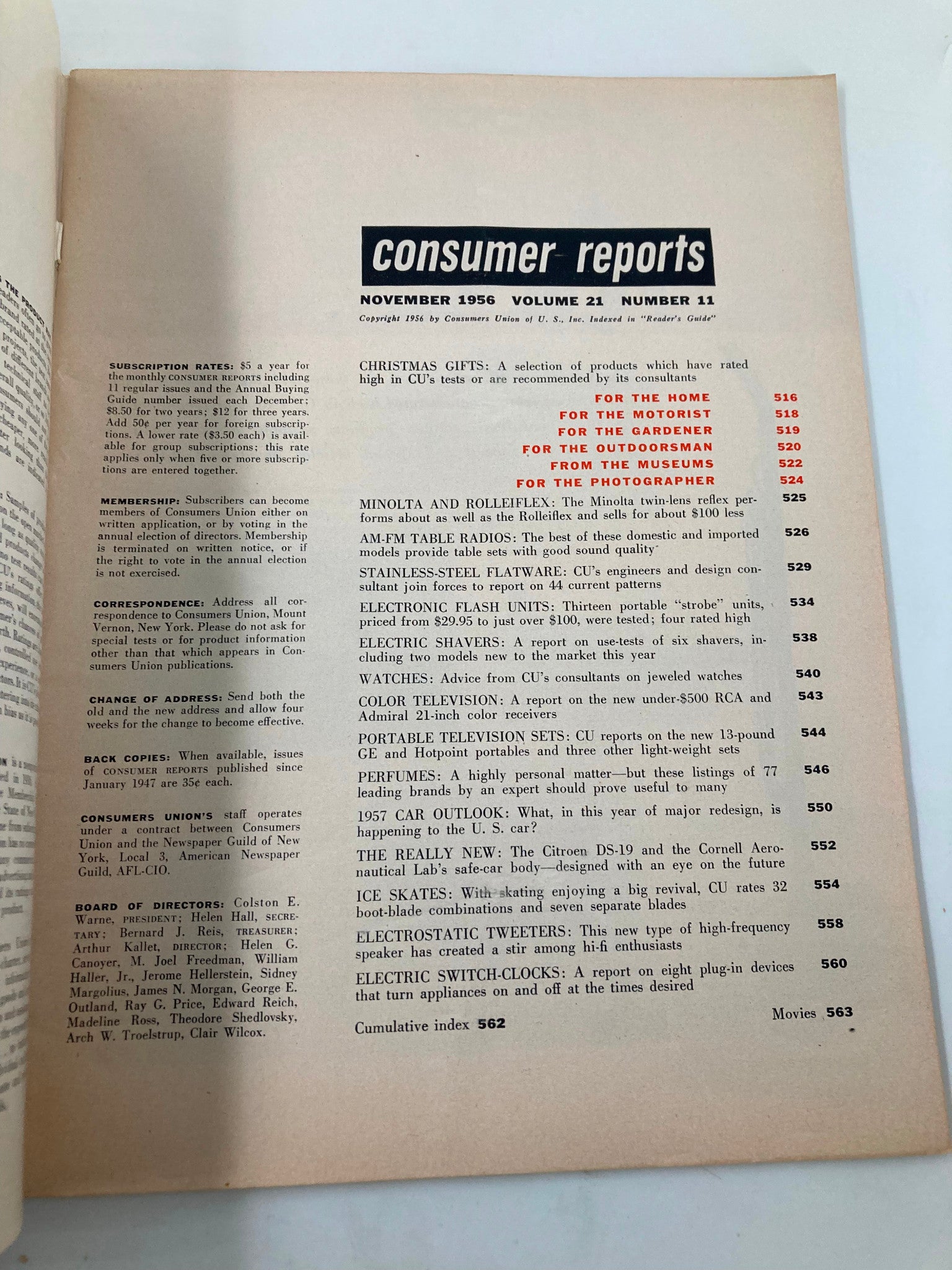 VTG Consumer Reports Magazine 1956 Christmas Buying Issue Best Buy Gift No Label