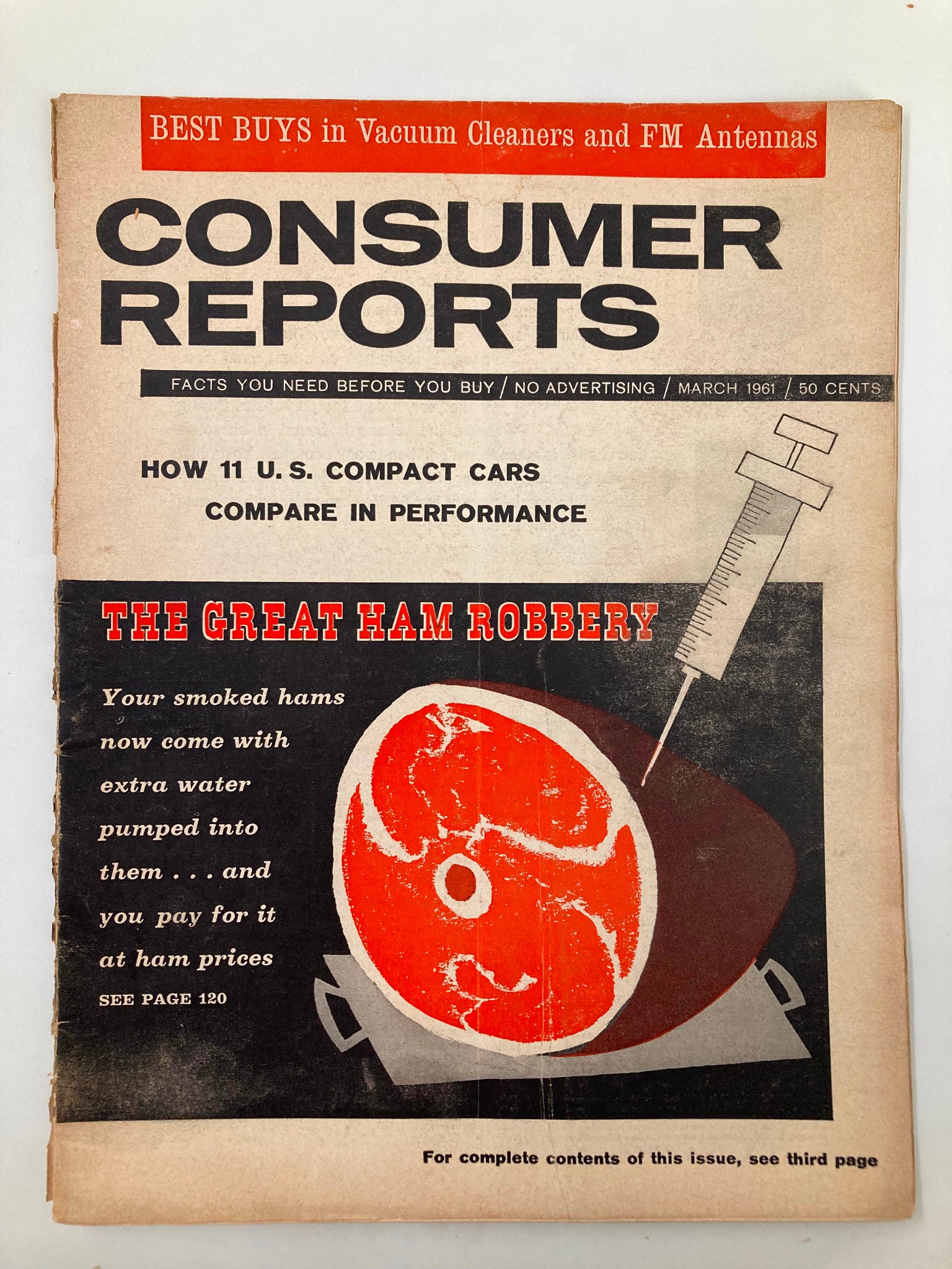 VTG Consumer Reports Magazine March 1961 The Great Ham Robbery No Label